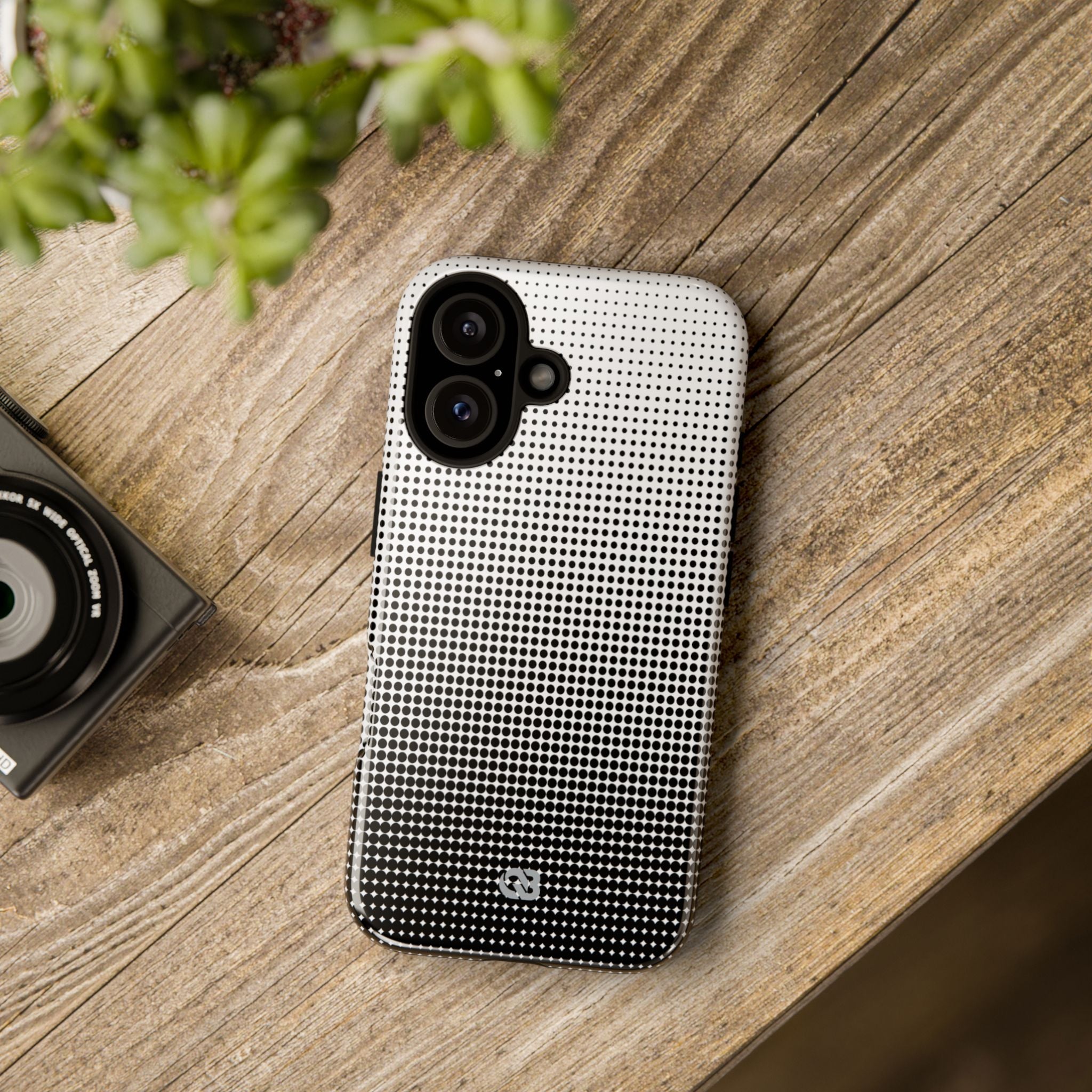Black Tough Phone Case for iPhone - Obsidian Halftone Flux