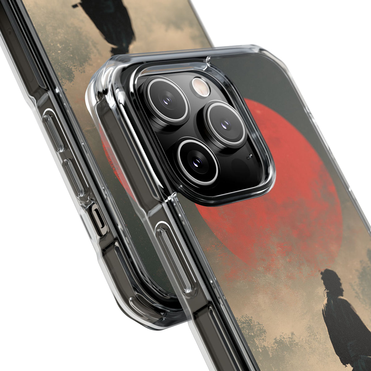Crimson Moon Ronin · Clear Impact Magnetic Phone Case for iPhone · Red