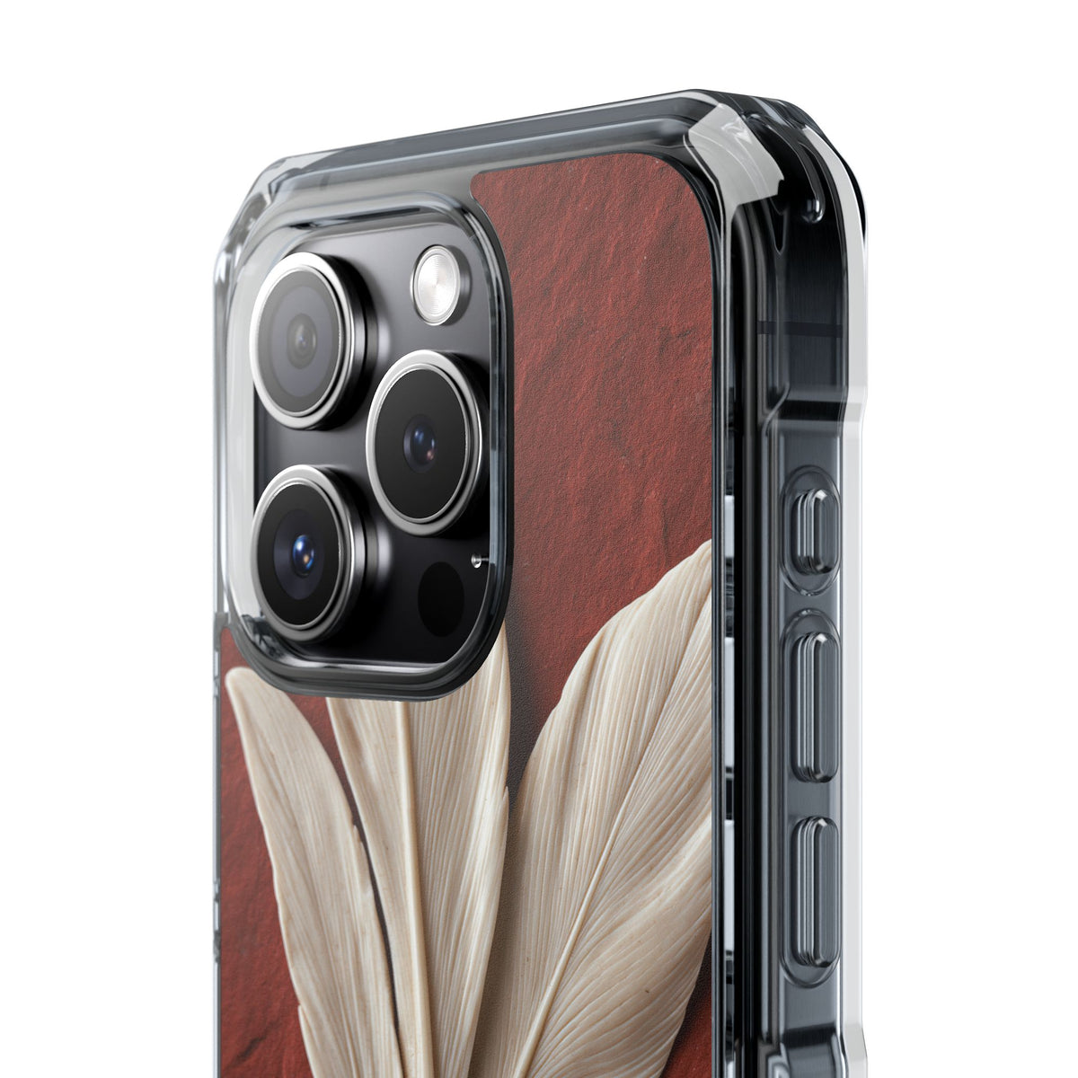 Carved Ivory Plume · Clear Impact Magnetic Phone Case for iPhone · Red