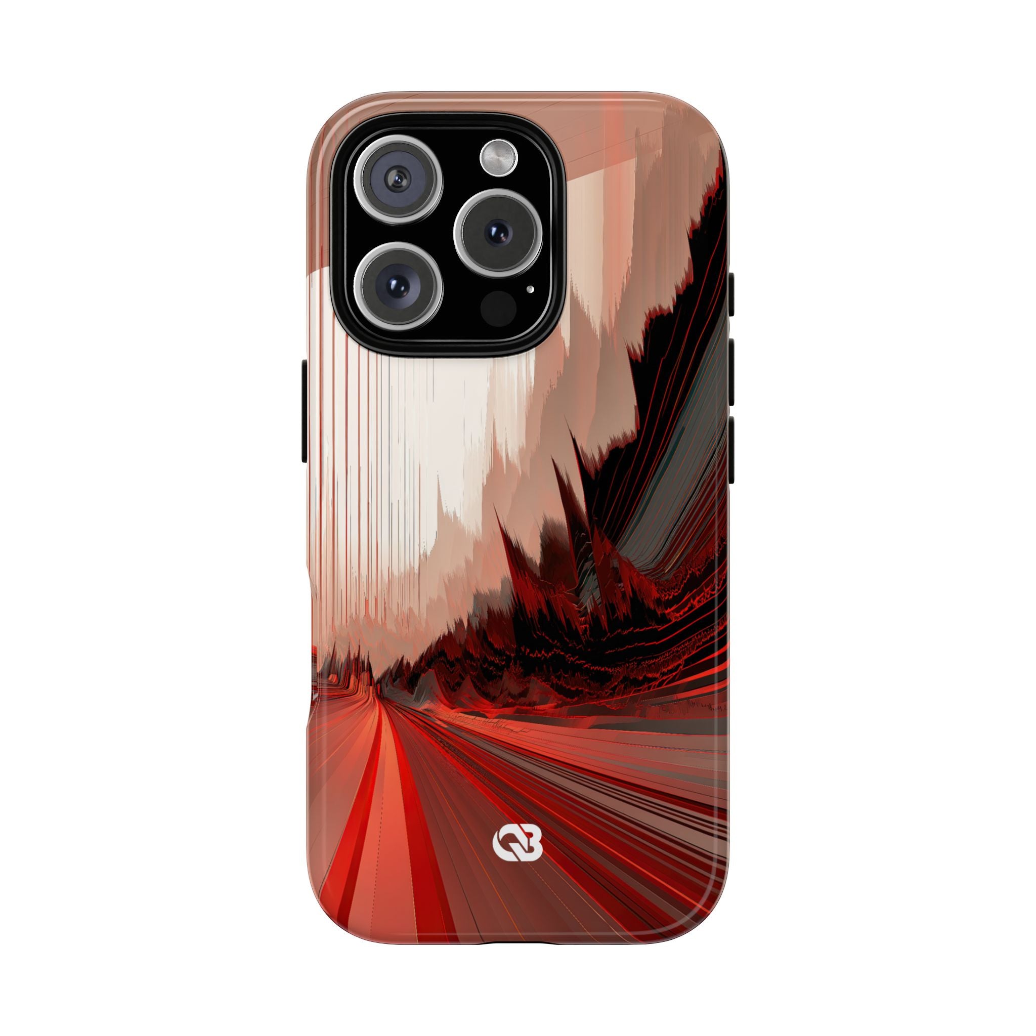 Red Tough Phone Case for iPhone - Crimson Pulse Horizon