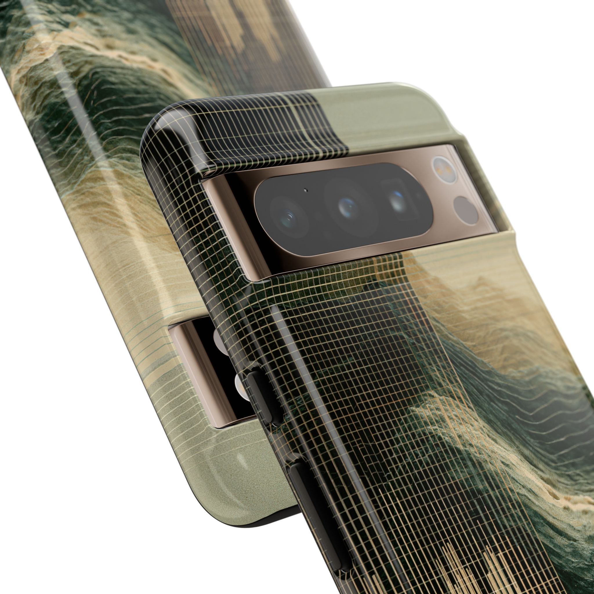 Beige Tough Phone Case for Google Pixel - Veridian Data Ridge