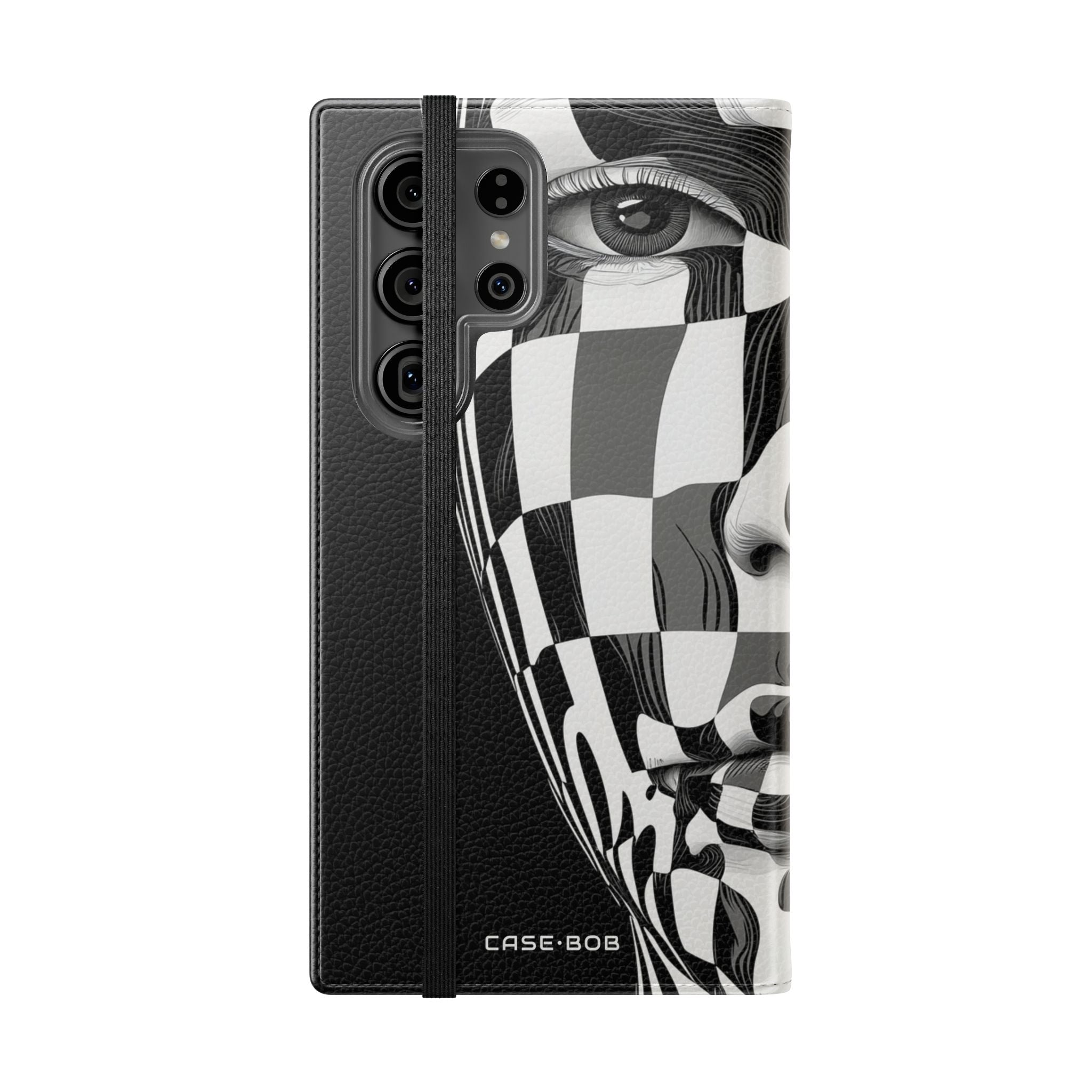 Mirrored Checkerboard Face - Samsung S23 Ultra Case - Wallet