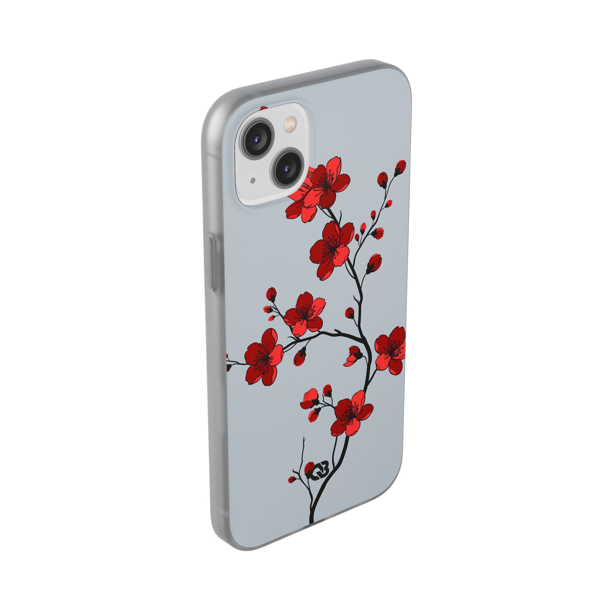 Grey Lite Phone Case for iPhone - Crimson Blossom Onyx