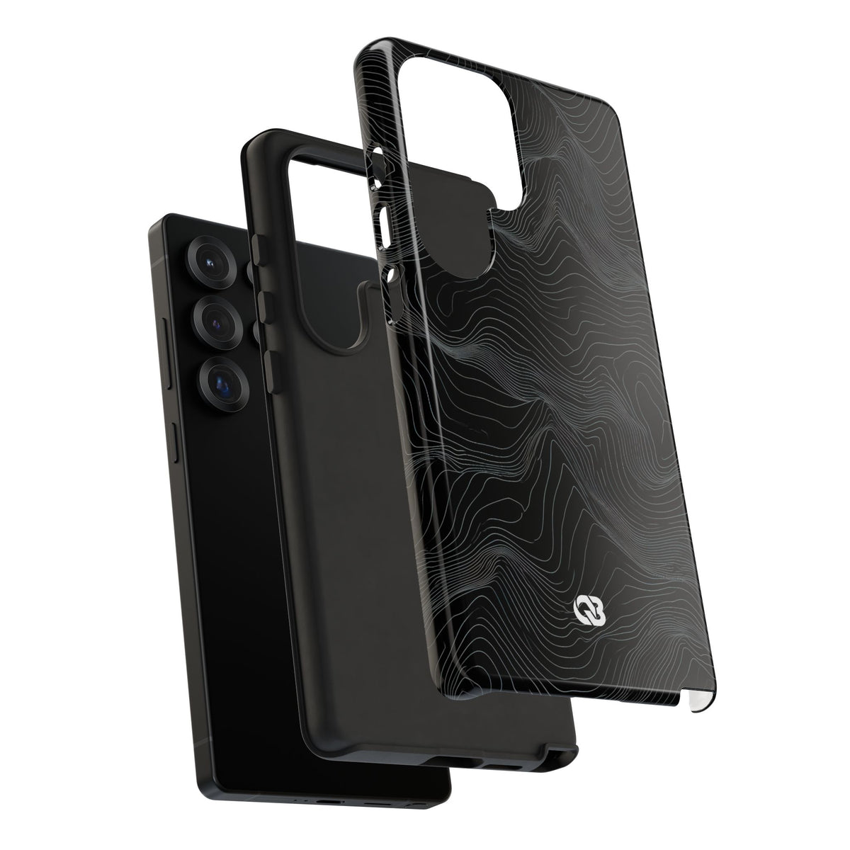Black Tough Phone Case for Samsung - Obsidian Topo Wireframe