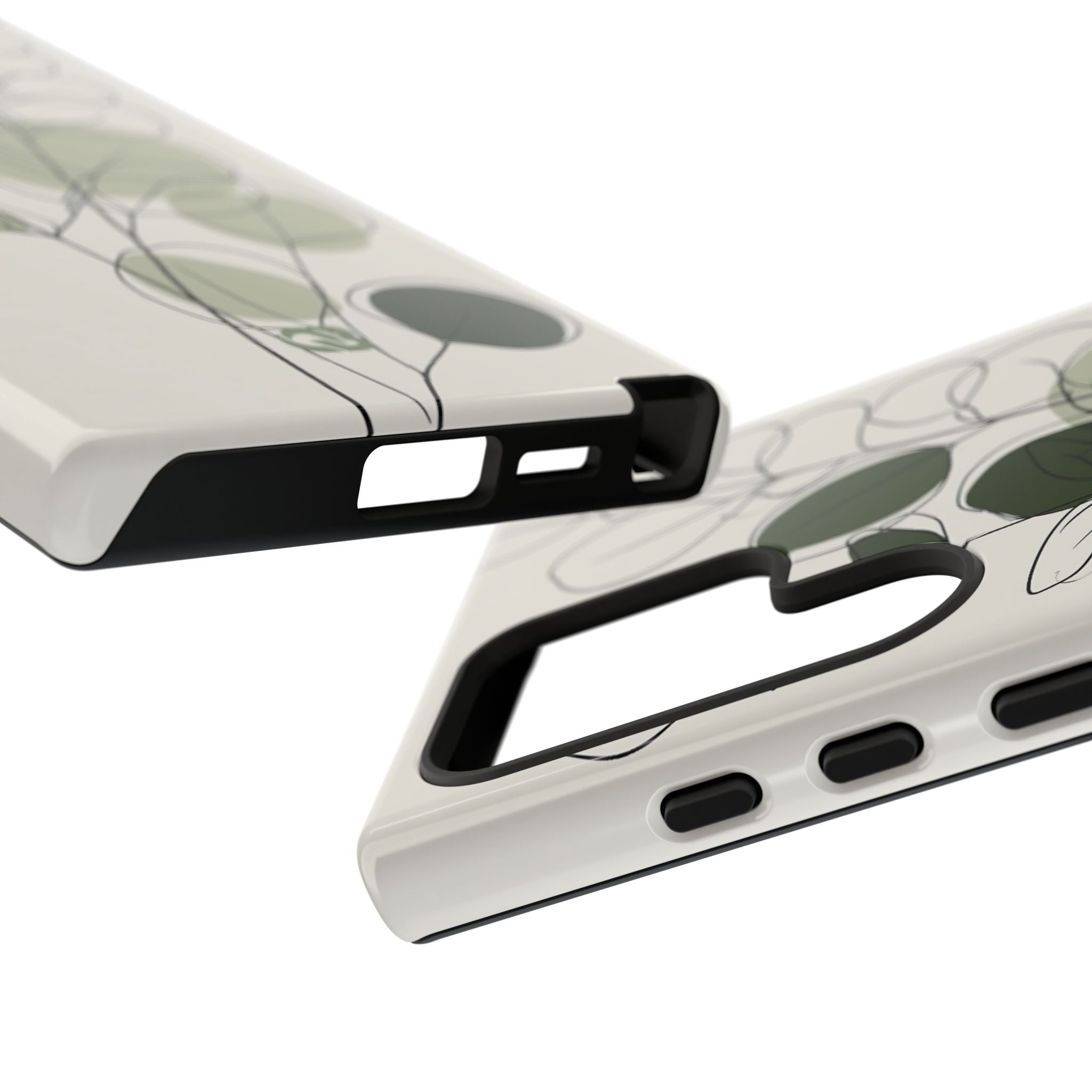 Green Tough Phone Case for Samsung - Muted Eucalyptus Sketch