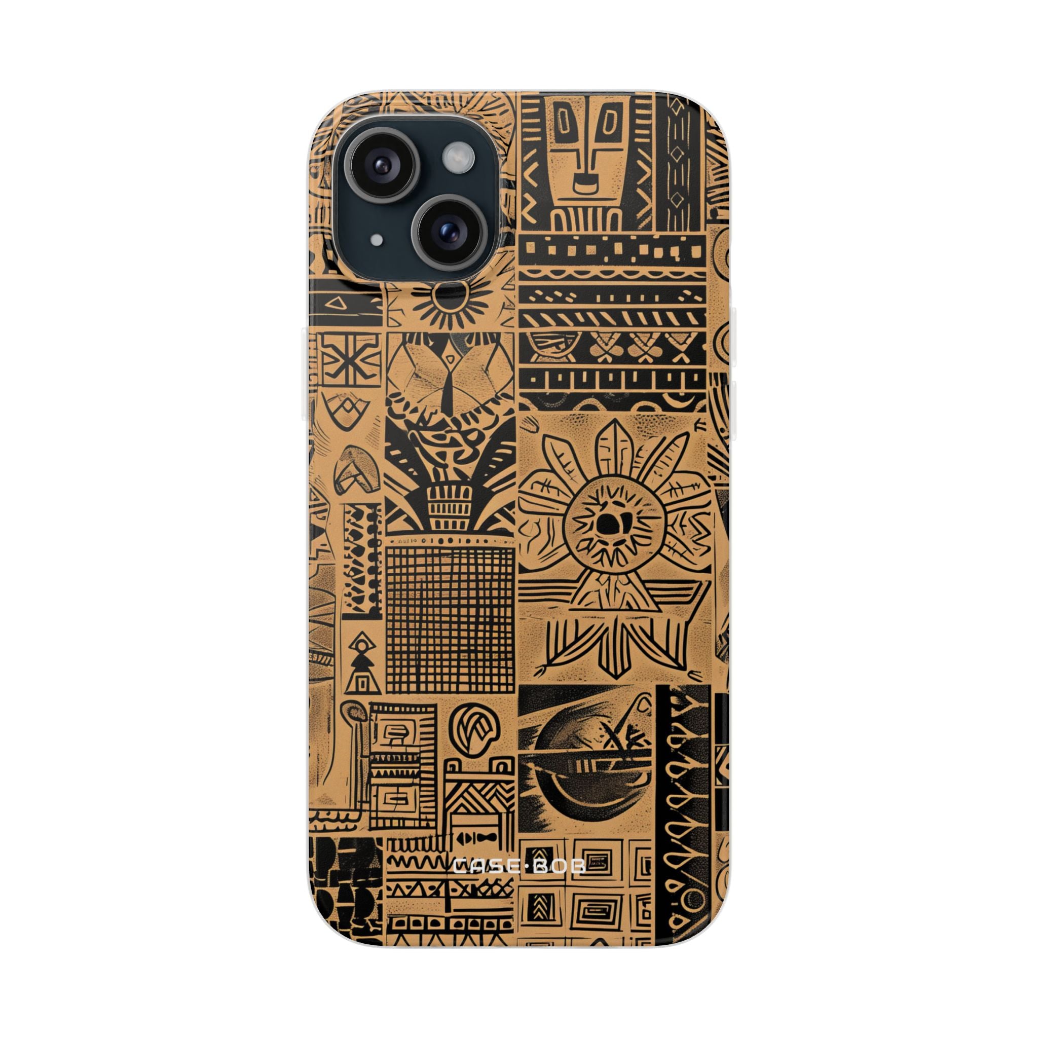 Tribal Faces iPhone 15 Plus Cover - Blød