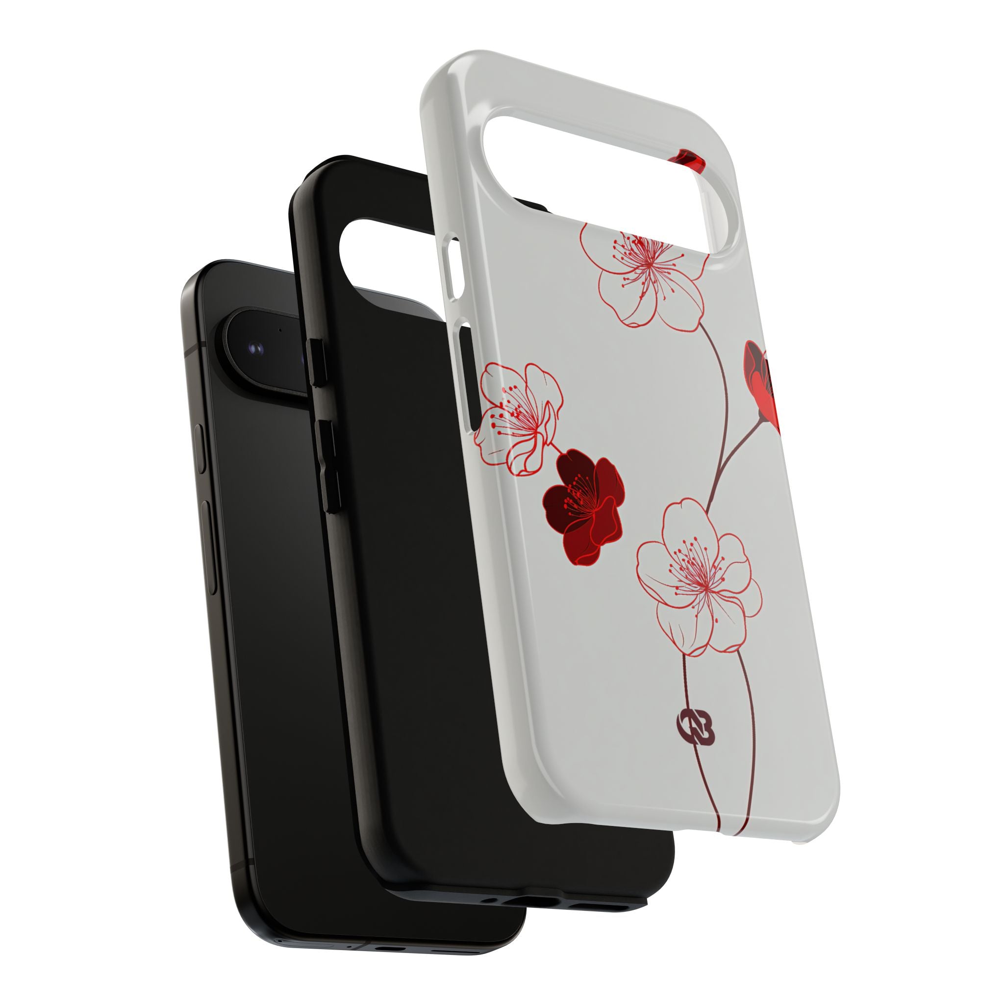 Red Tough Phone Case for Google Pixel - Kyoto Ember Bloom