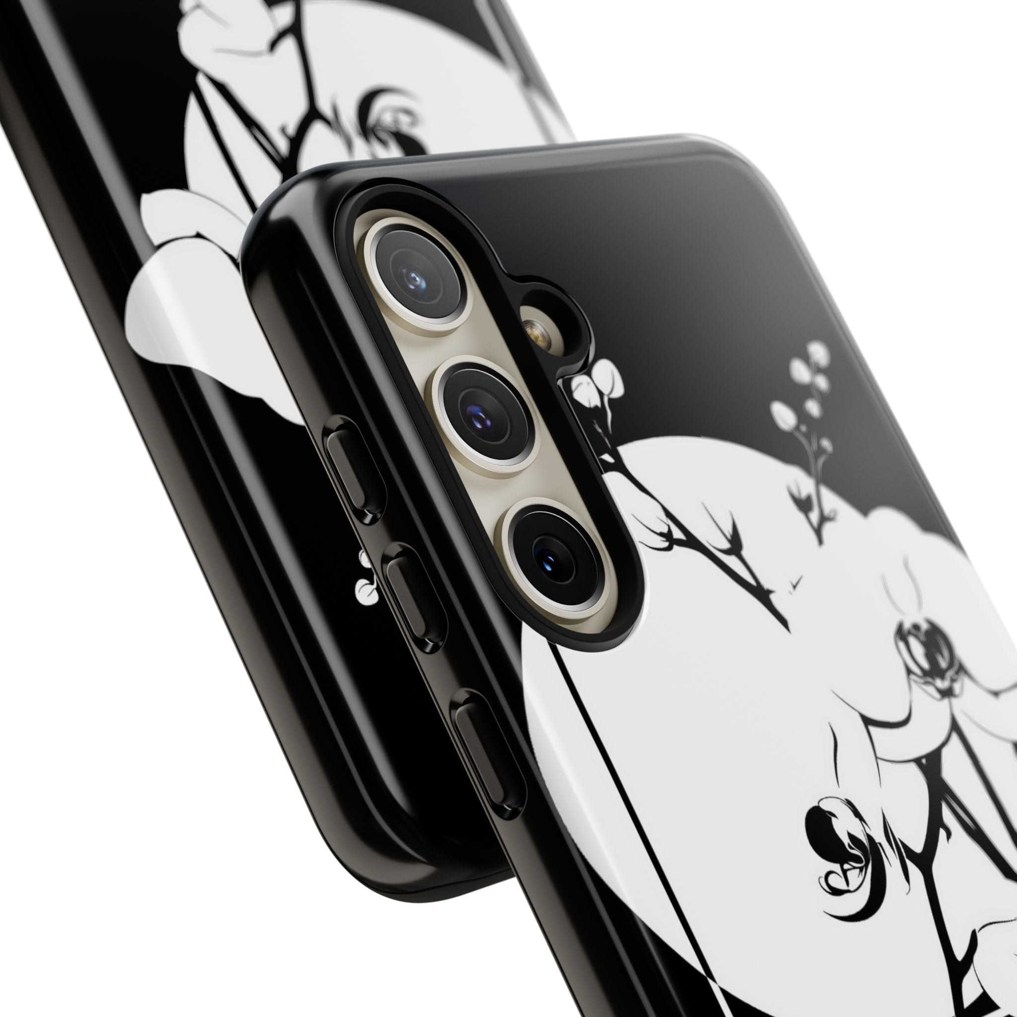 Black Tough Phone Case for Samsung - Lunar Orchid Grid