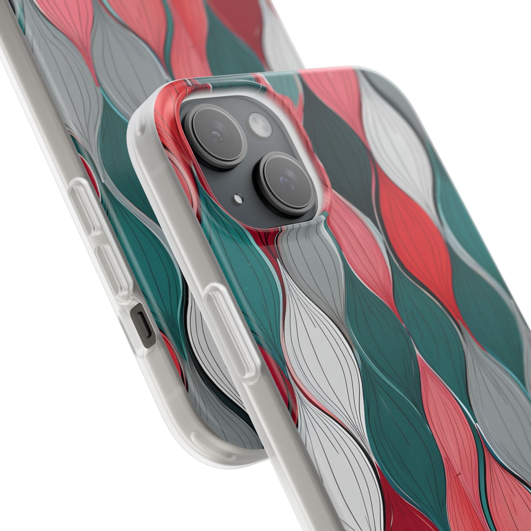 Leaf Cascade Teal iPhone 15 Plus Case - Soft