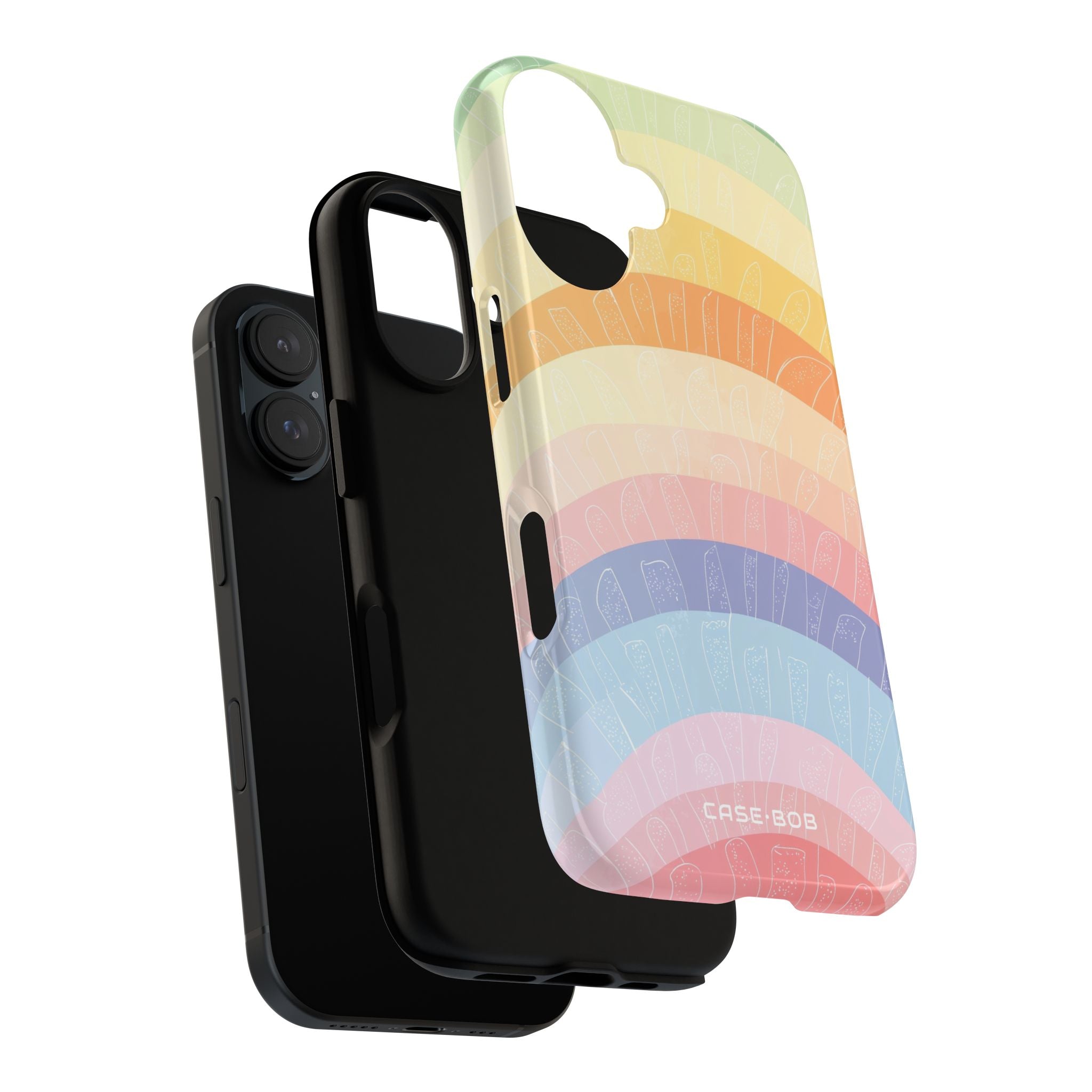 Pastel Rainbow Bands iPhone 16 Skal - Tough