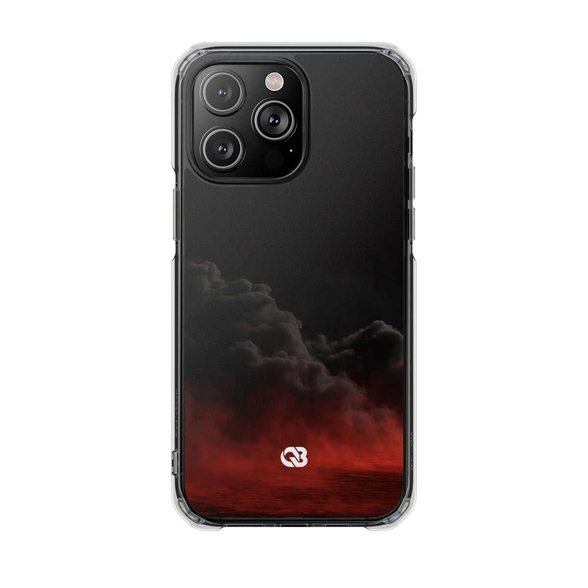 Crimson Fog Void · Clear Impact Magnetic Phone Case for iPhone · Black