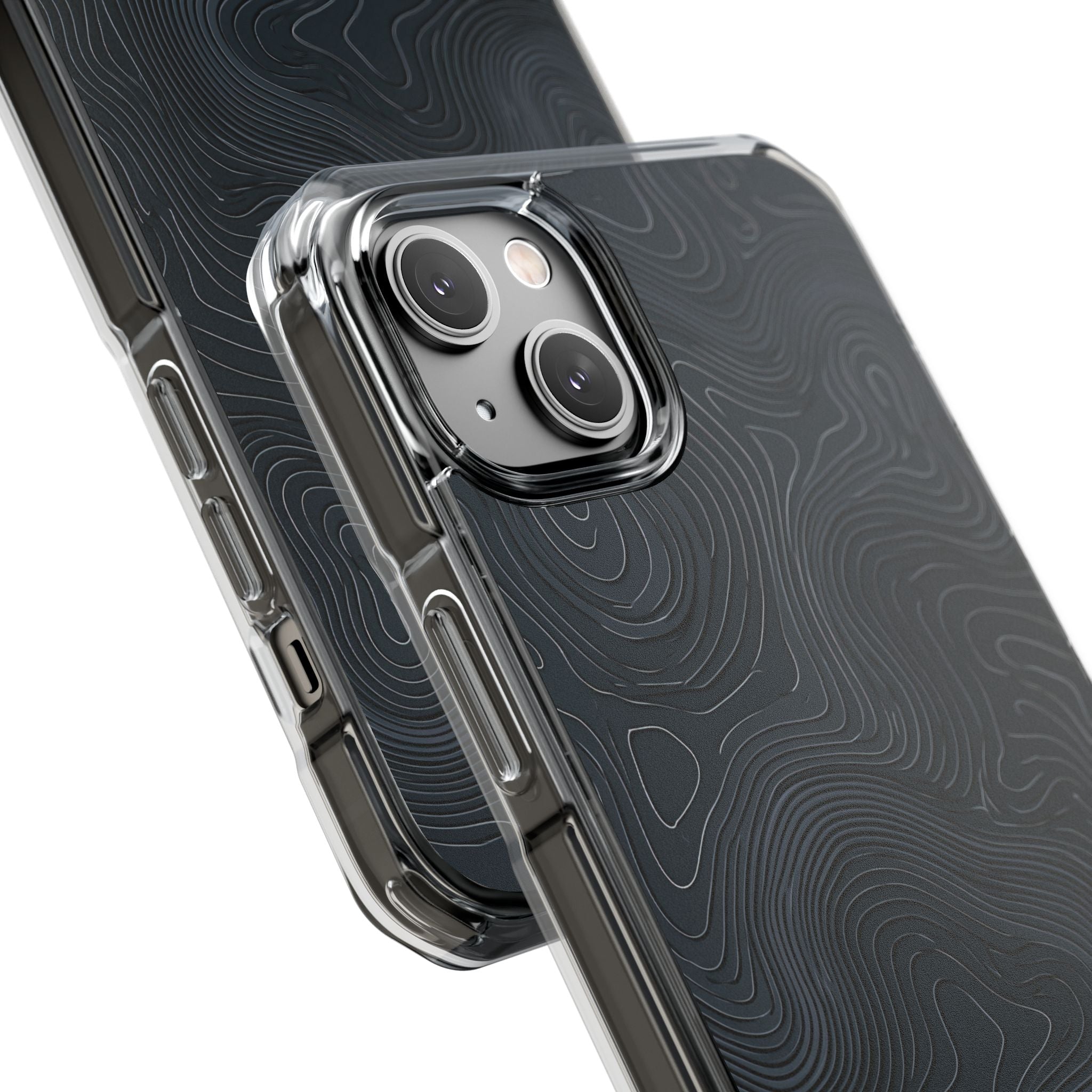 Black Impact MagSafe Phone Case for iPhone - Obsidian Ridge Topo