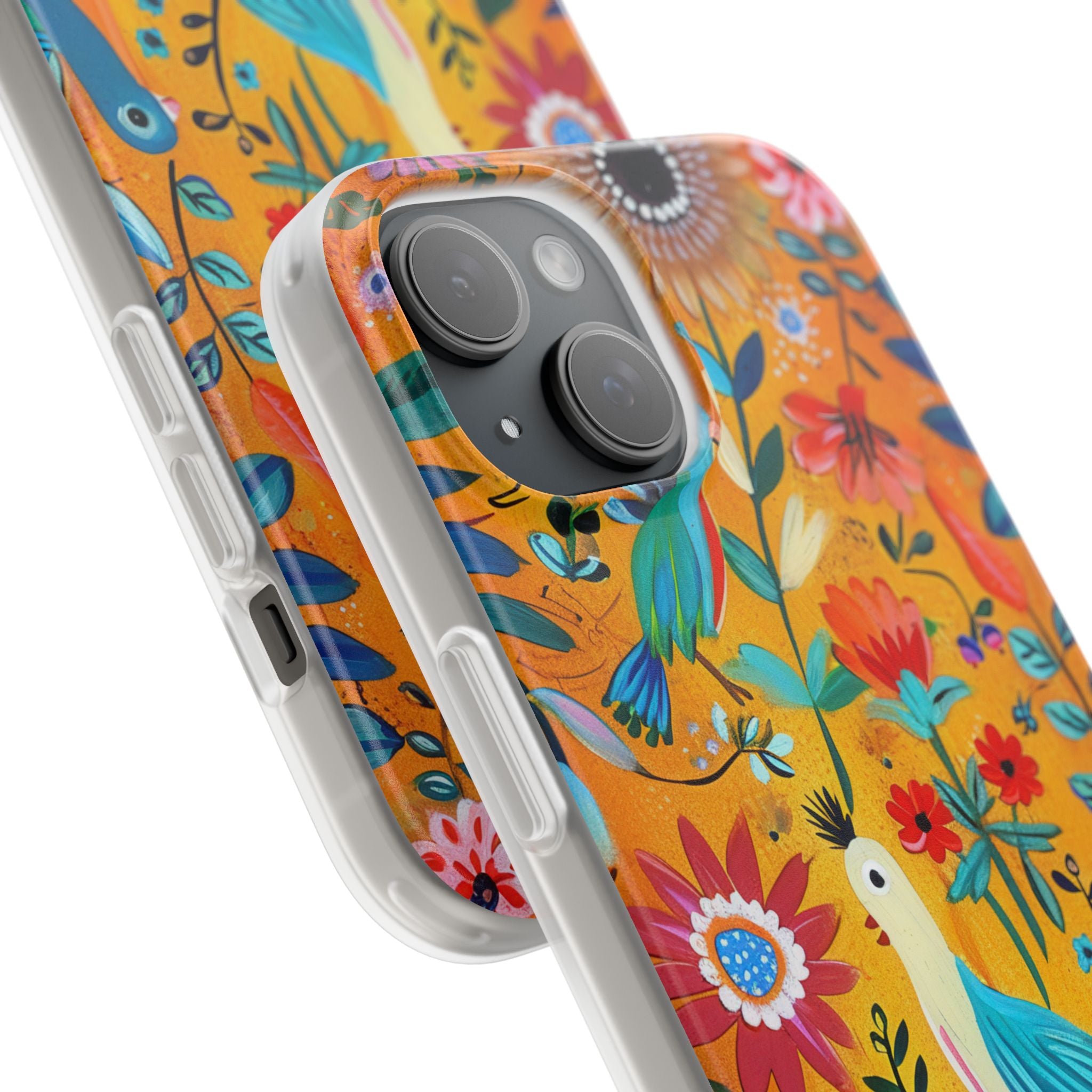 Colorful Birds Bloom iPhone 15 Case - Soft