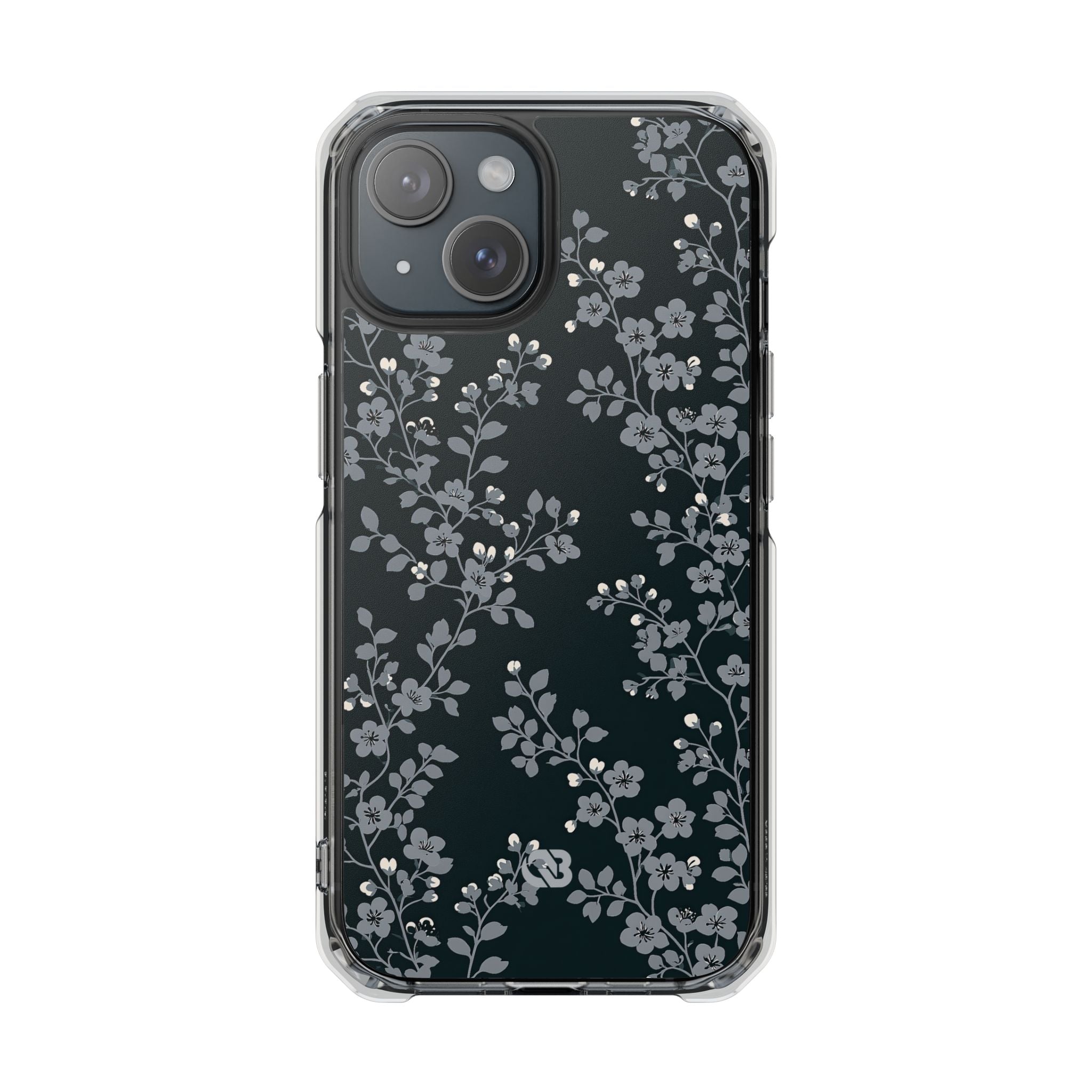 Black Impact MagSafe Phone Case for iPhone - Midnight Slate Blossom