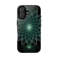 Green Tough 2.0 Magsafe Phone Case for iPhone - Cyan Signal Bloom