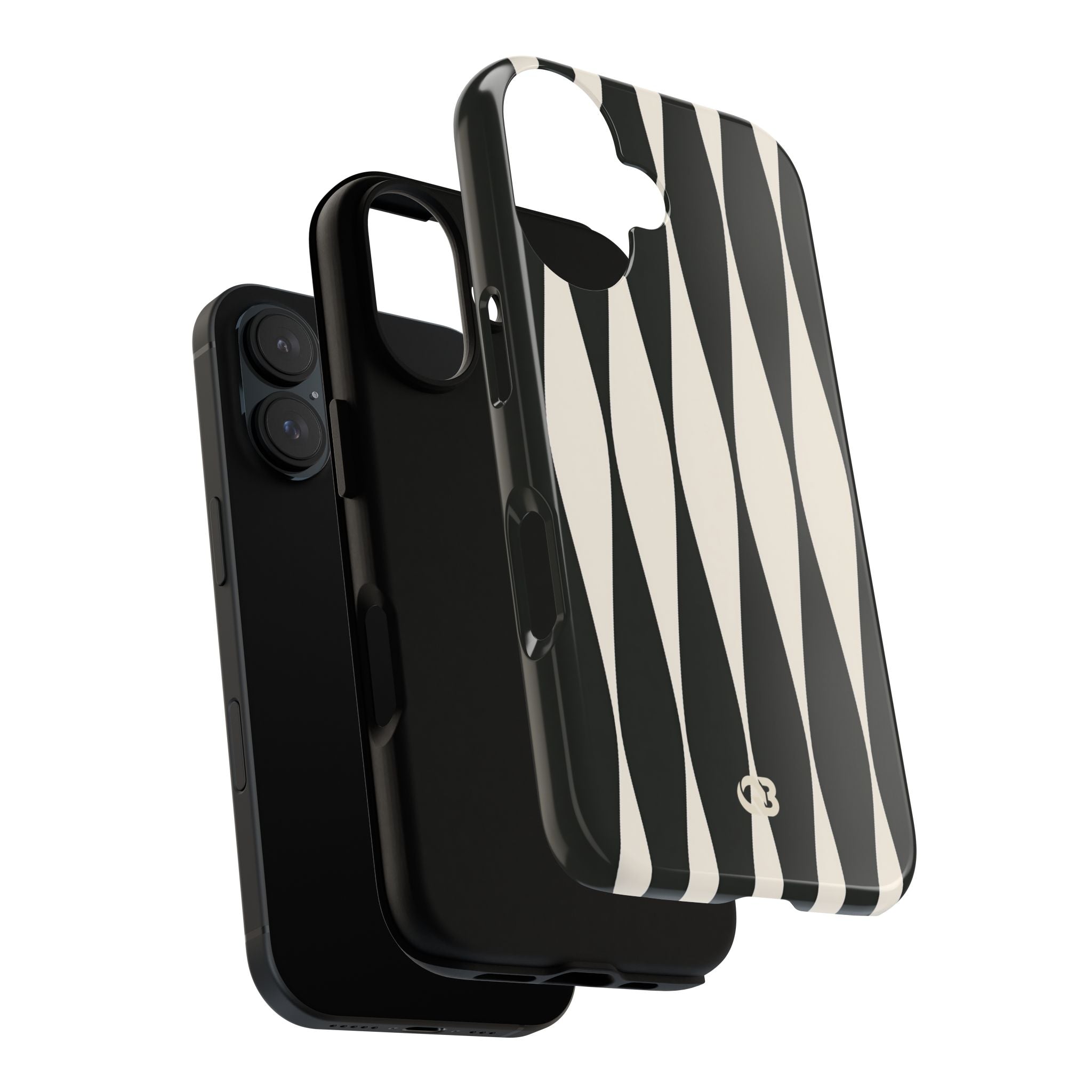 Black Tough Phone Case for iPhone - Ivory Spindle Grid