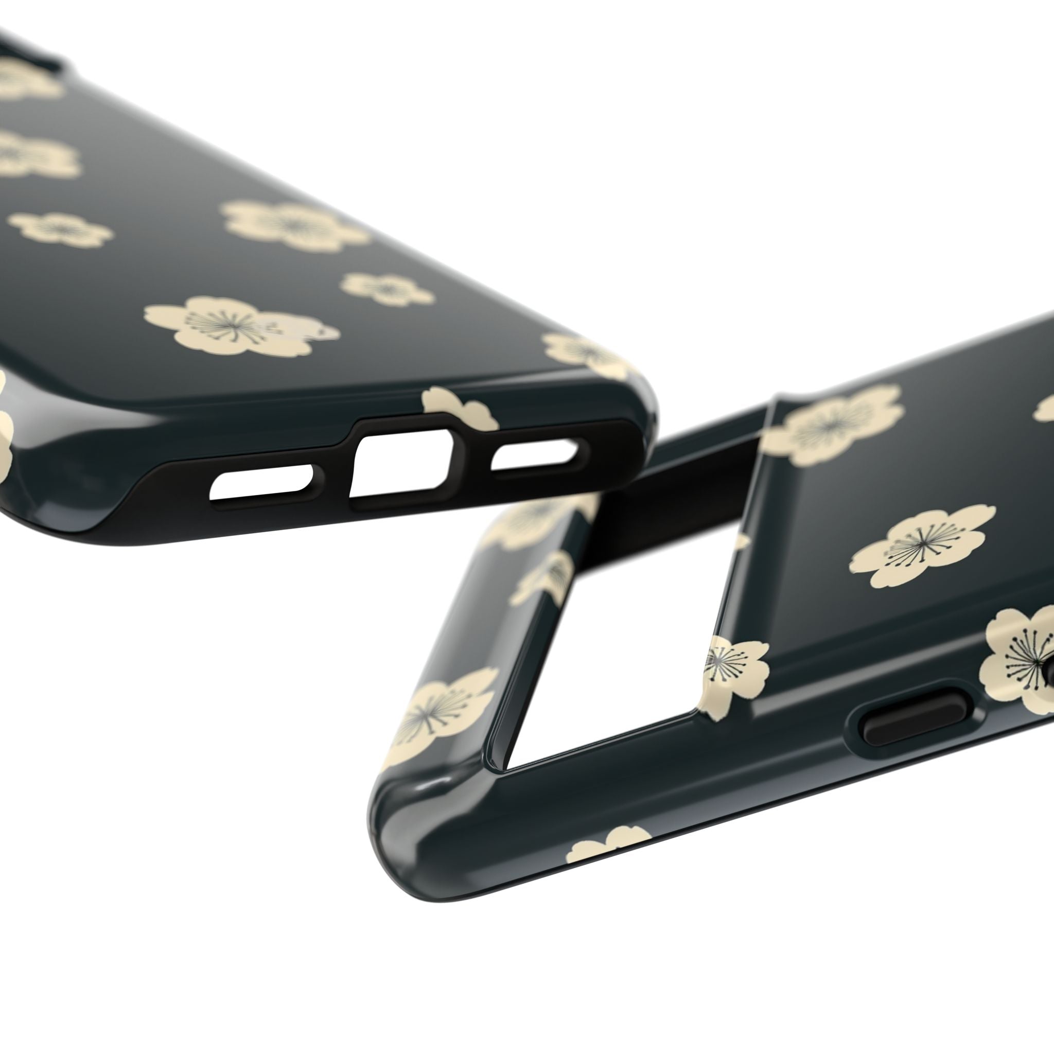 Teal Tough Phone Case for Google Pixel - Obsidian Cream Petals