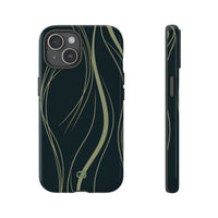 Green Tough Phone Case for iPhone - Obsidian Sage Flow
