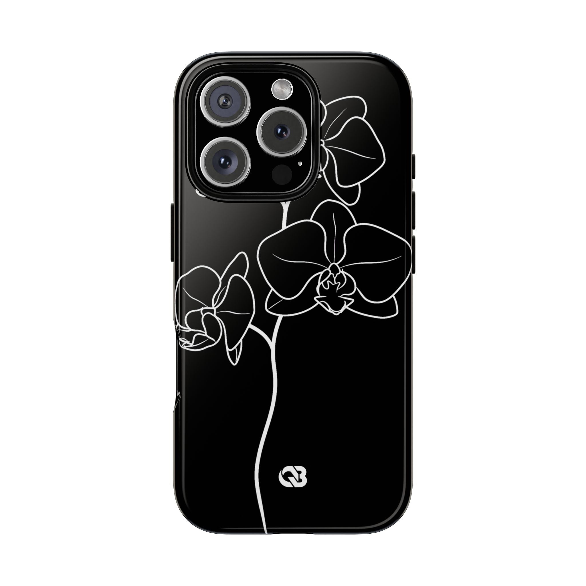 Black Tough Phone Case for iPhone - Noir Alabaster Orchid