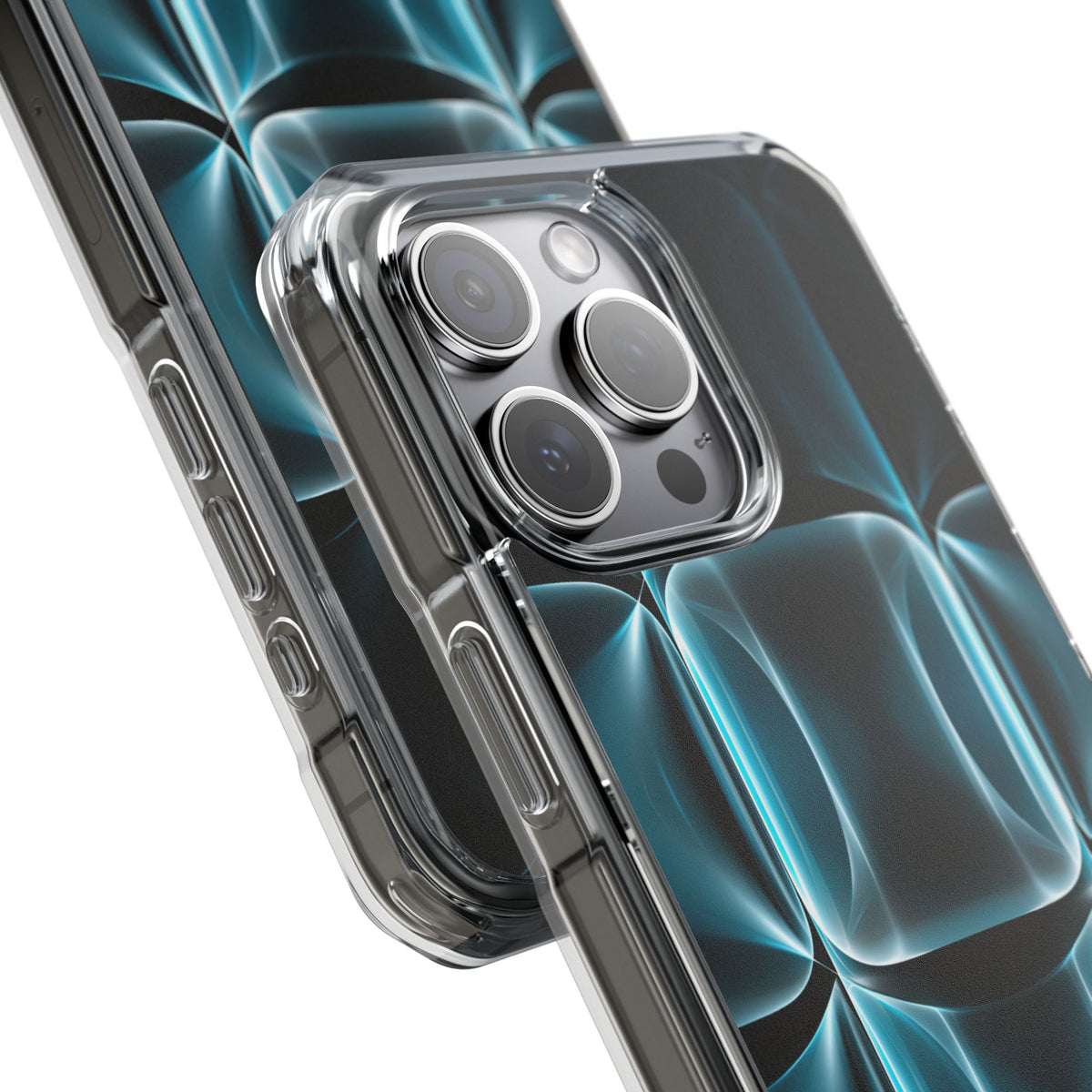 Translucent Cyber Grid · Clear Impact Magnetic Phone Case for iPhone · Teal