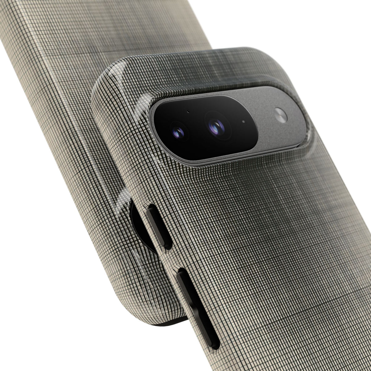 Beige Tough Phone Case for Google Pixel - Carbon Screen Grid