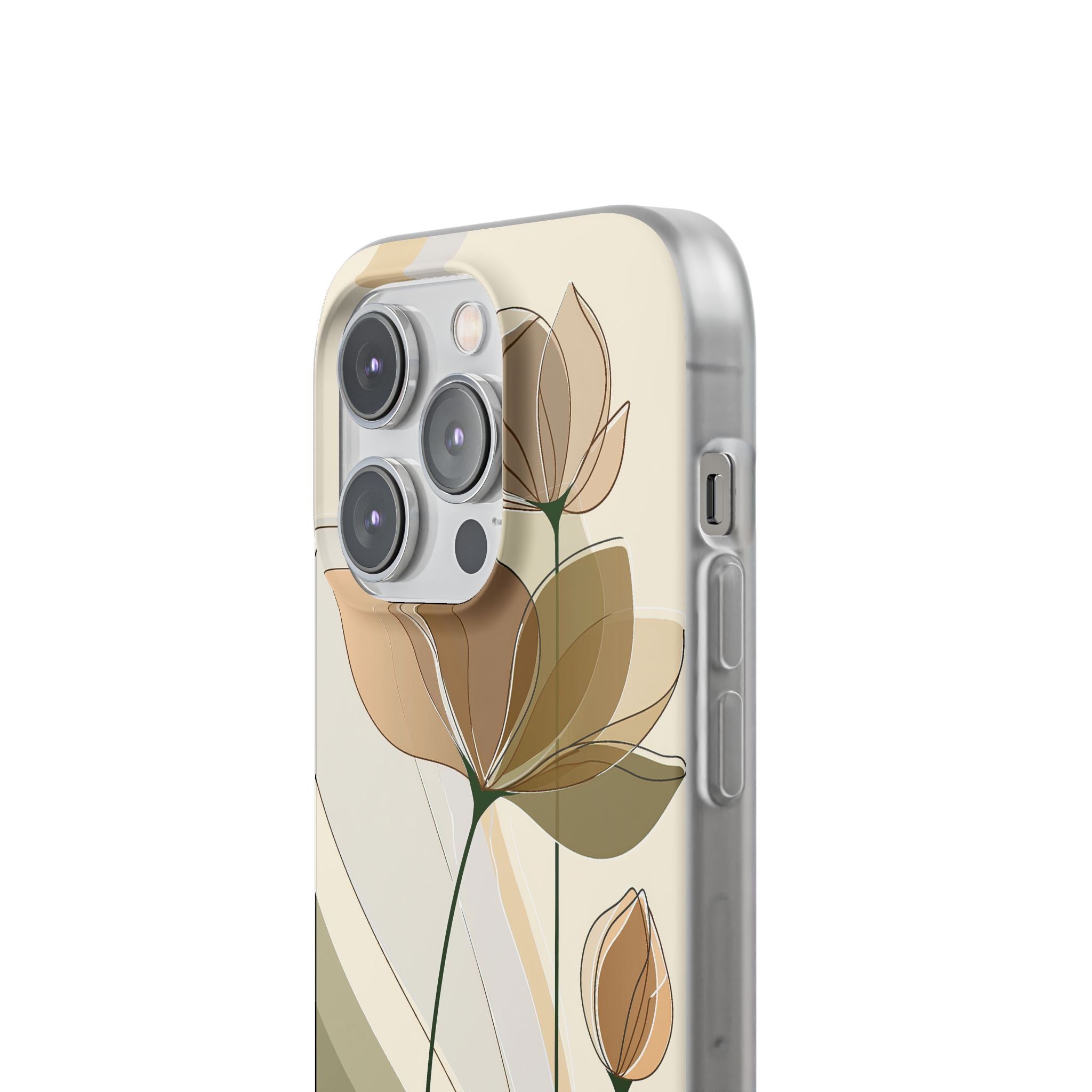 Beige Lite Phone Case for iPhone - Muted Ochre Petals