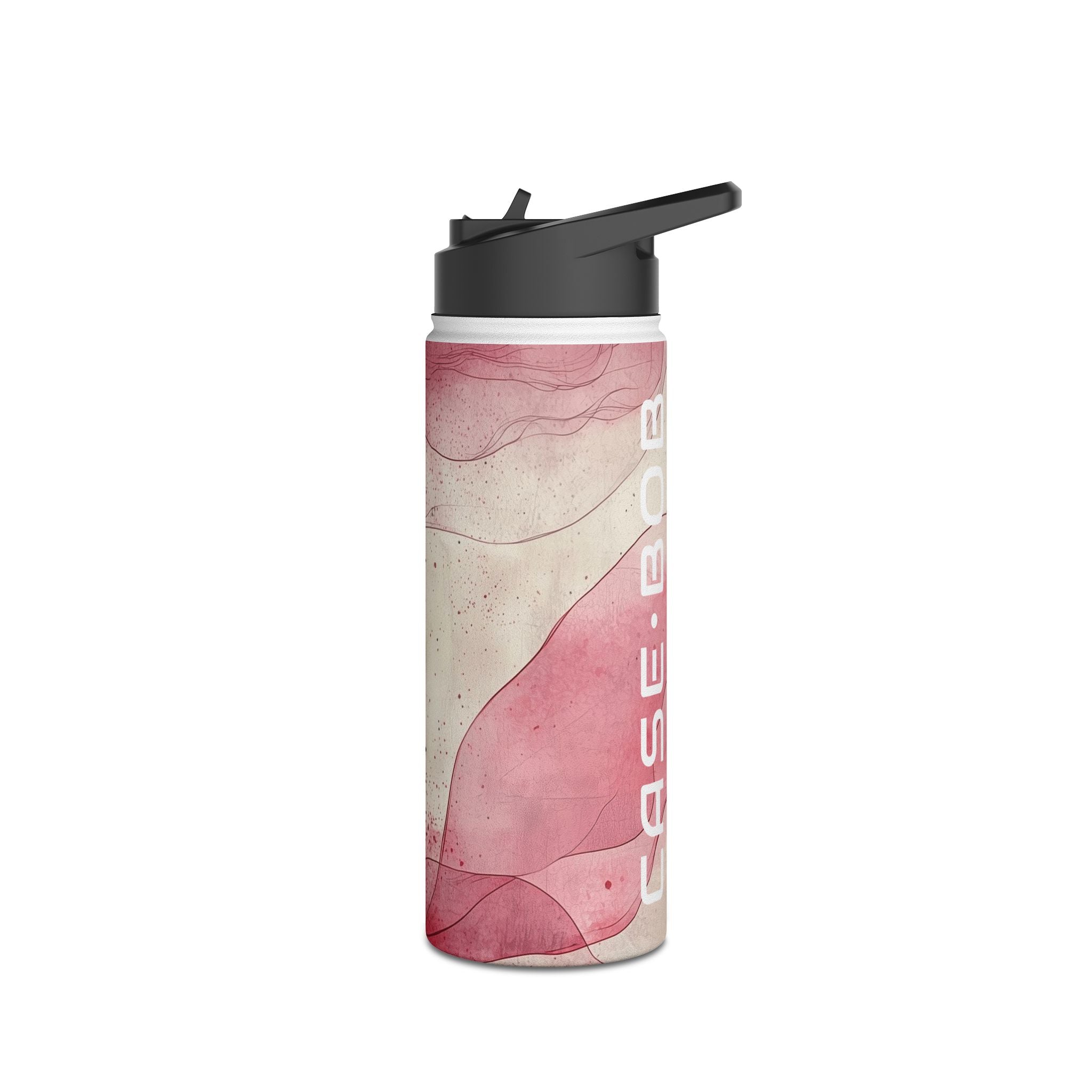Crimson Ribbon Waves - Stainless Steel Water Bottle