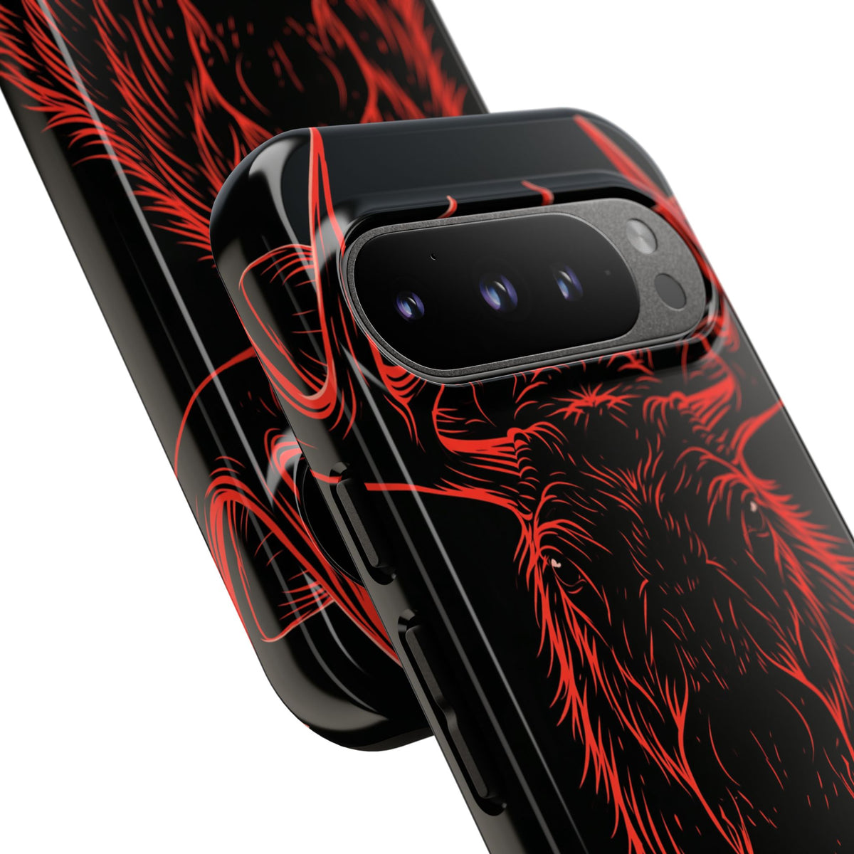 Crimson Horizon Moose · Tough Phone Case for Pixel · Black