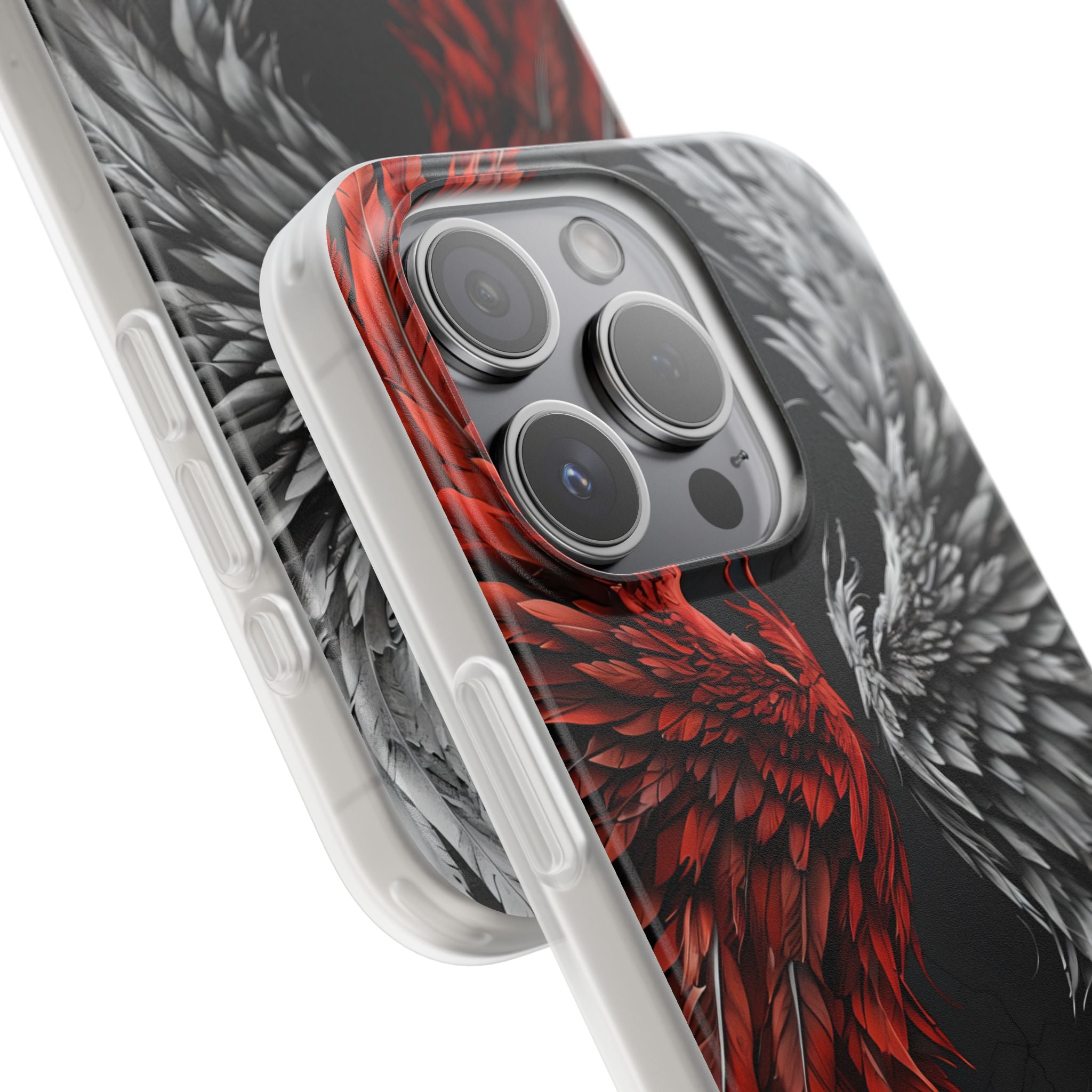 Split Crimson Wing · Soft Phone Case for iPhone