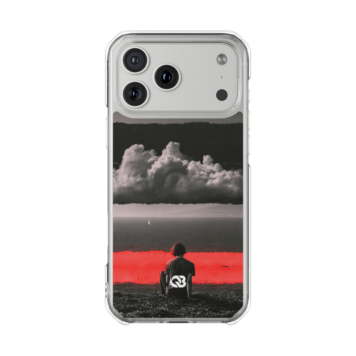 Crimson Horizon · Clear Impact Magnetic Phone Case for iPhone · Black