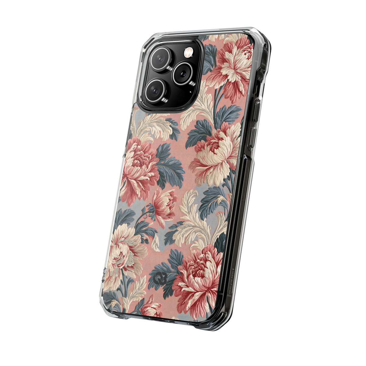 Blush Peony Jacquard · Clear Impact Magnetic Phone Case for iPhone · Pink