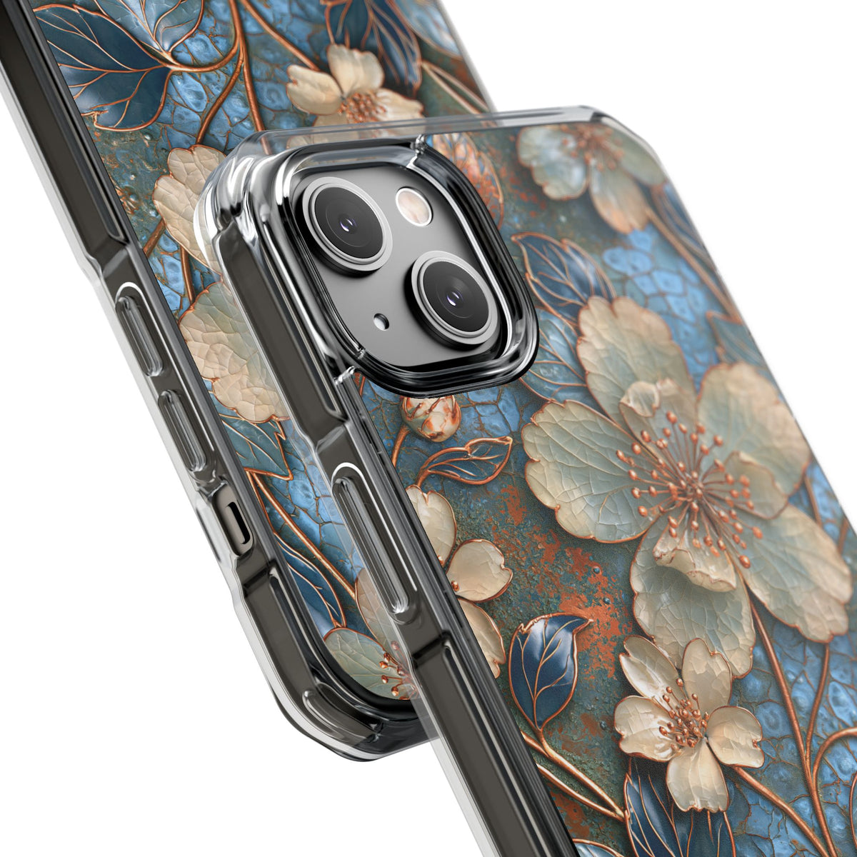 Gilded Blossom Reverie · Clear Impact Magnetic Phone Case for iPhone · Teal