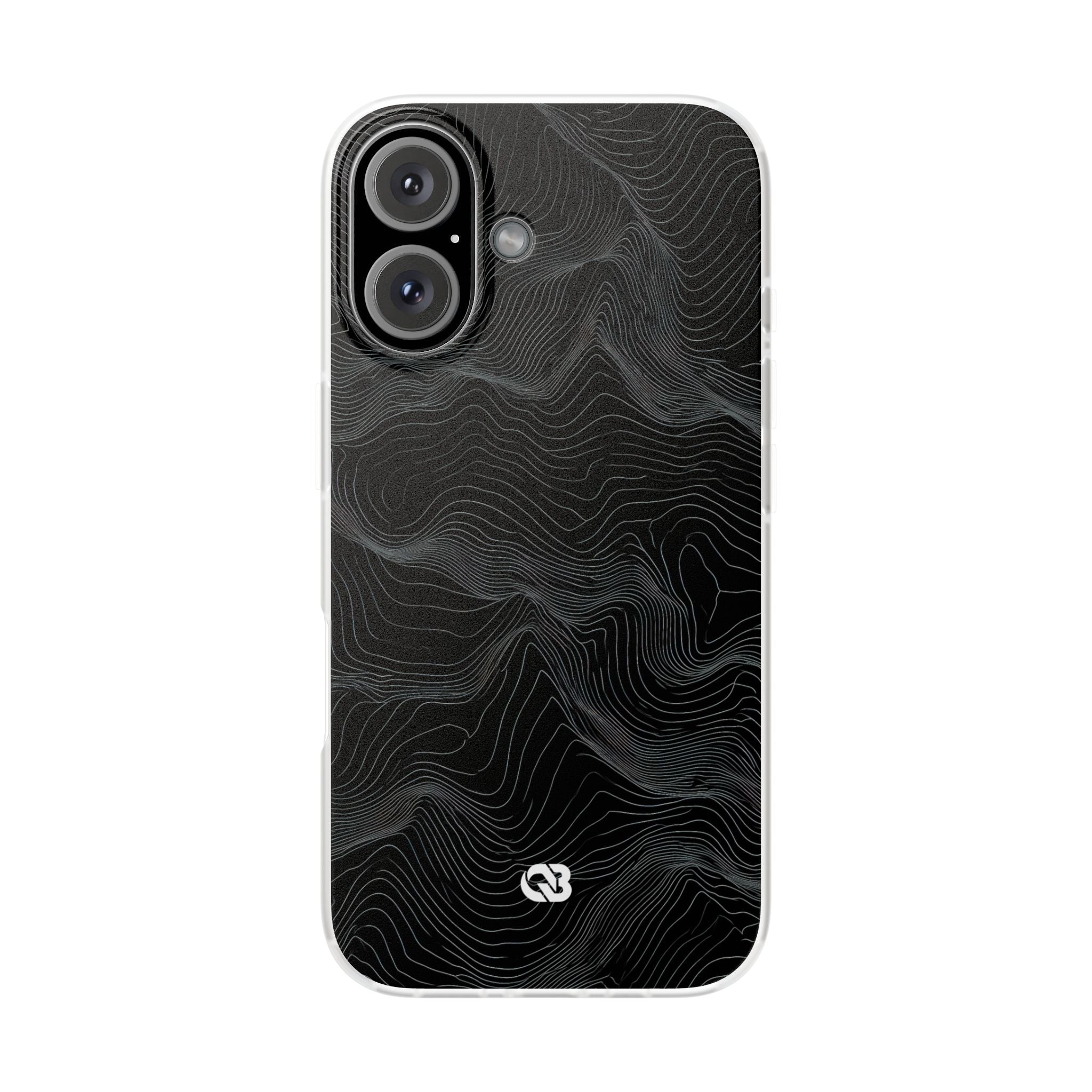 Black Lite Phone Case for iPhone - Obsidian Topo Wireframe