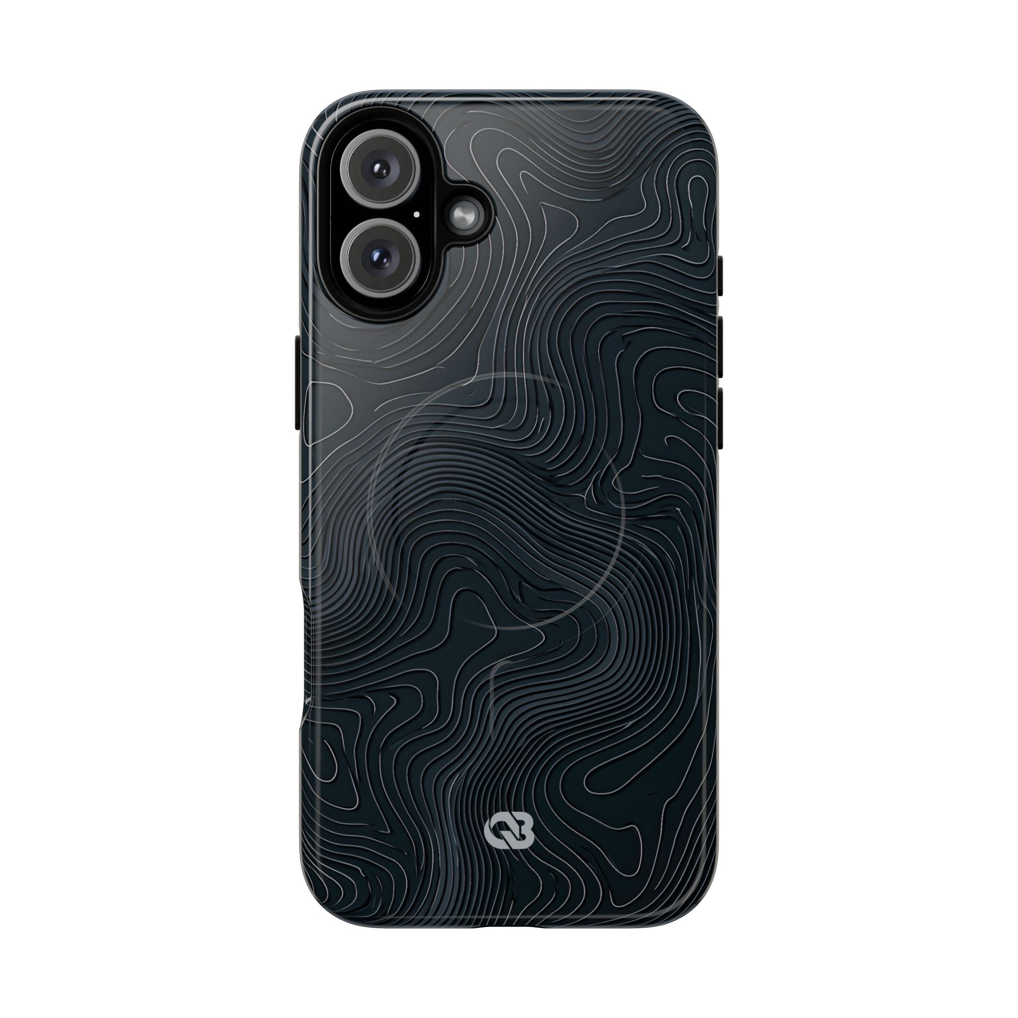 Black Tough 2.0 Magsafe Phone Case for iPhone - Obsidian Ridge Topo