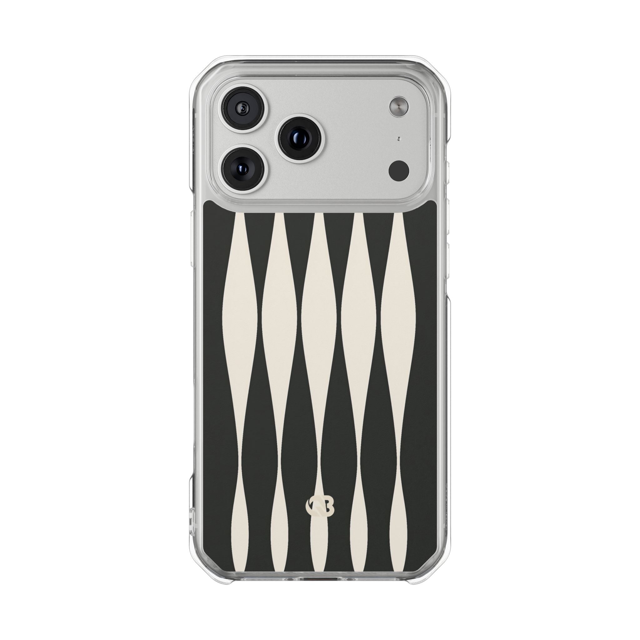 Black Impact MagSafe Phone Case for iPhone - Ivory Spindle Grid