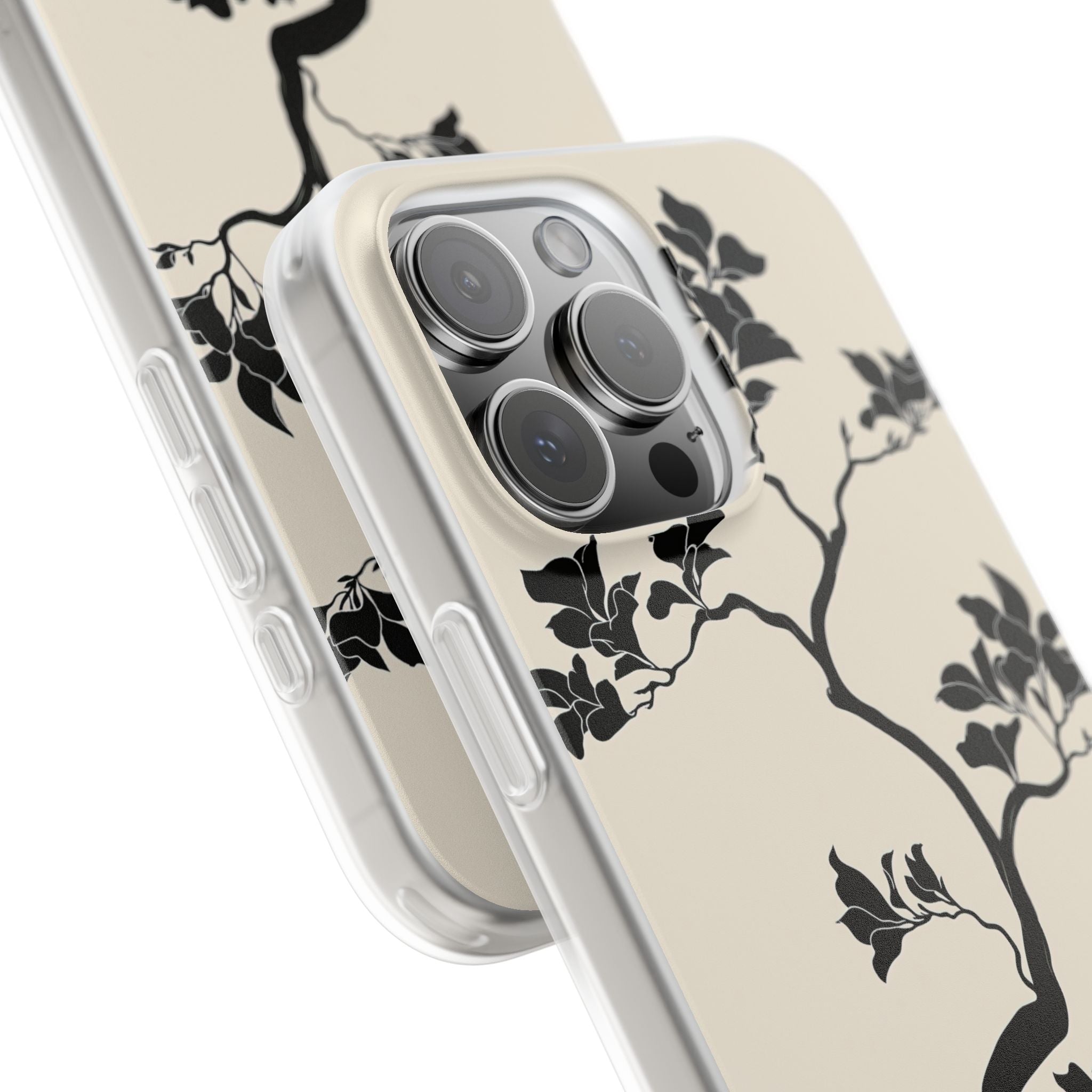 Beige Lite Phone Case for iPhone - Obsidian Bonsai Silhouette