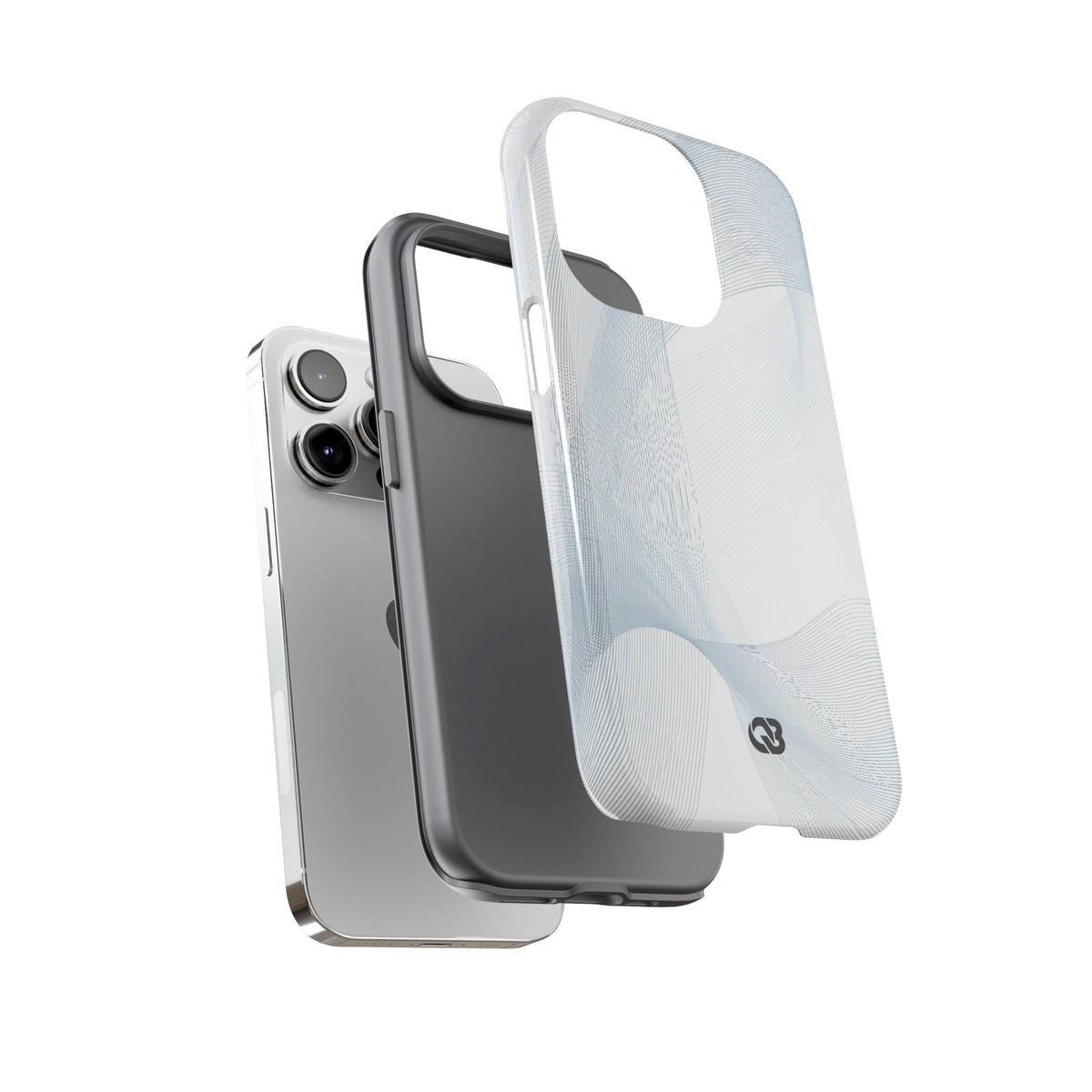 White Tough Phone Case for iPhone - Arctic Line Current