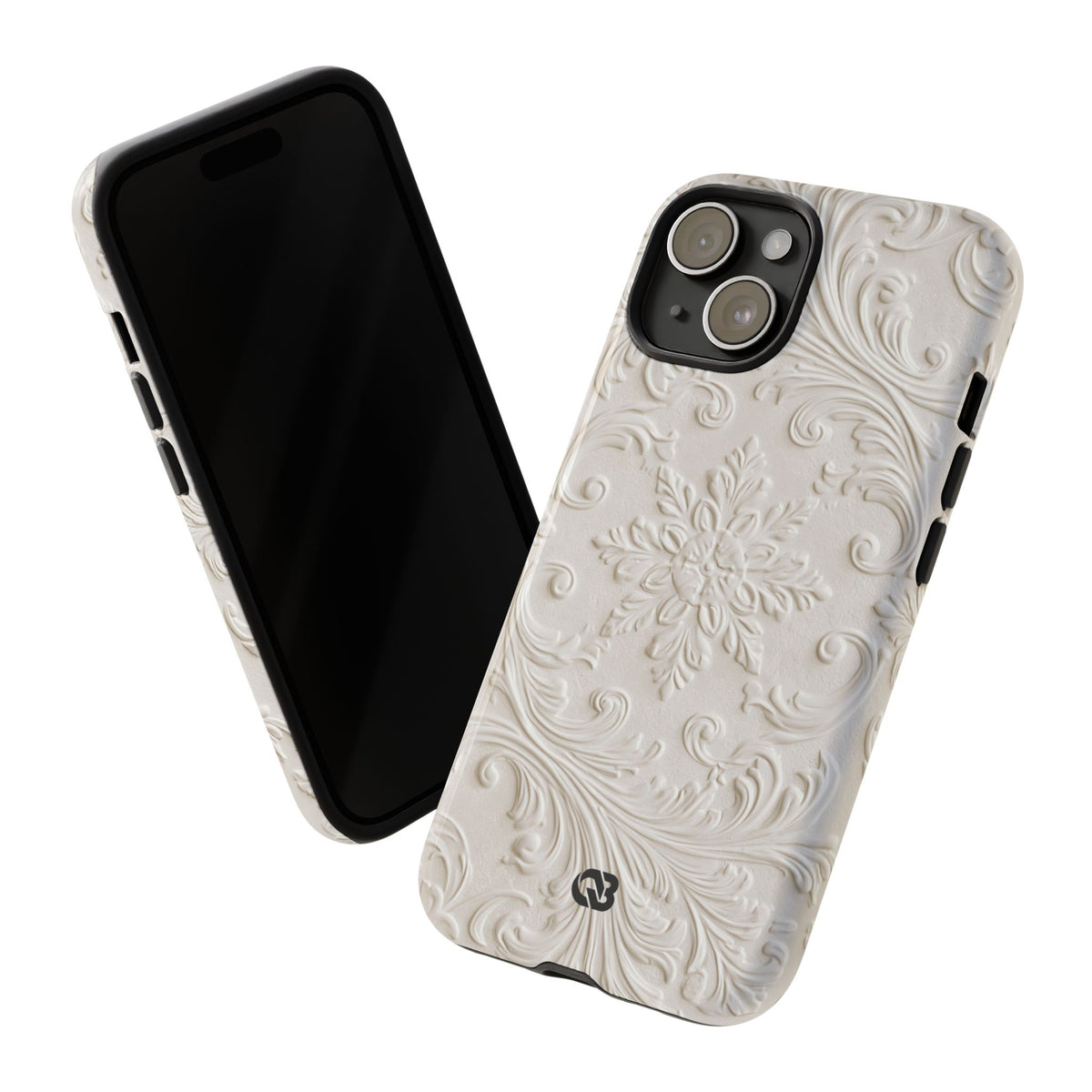 Ivory Baroque Relief · Tough Phone Case for iPhone · White