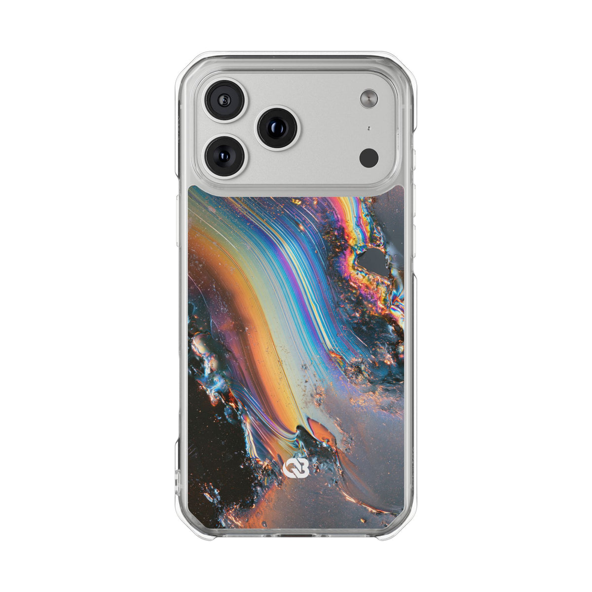Prismatic Aura Flow · Clear Impact Magnetic Phone Case for iPhone · Blue