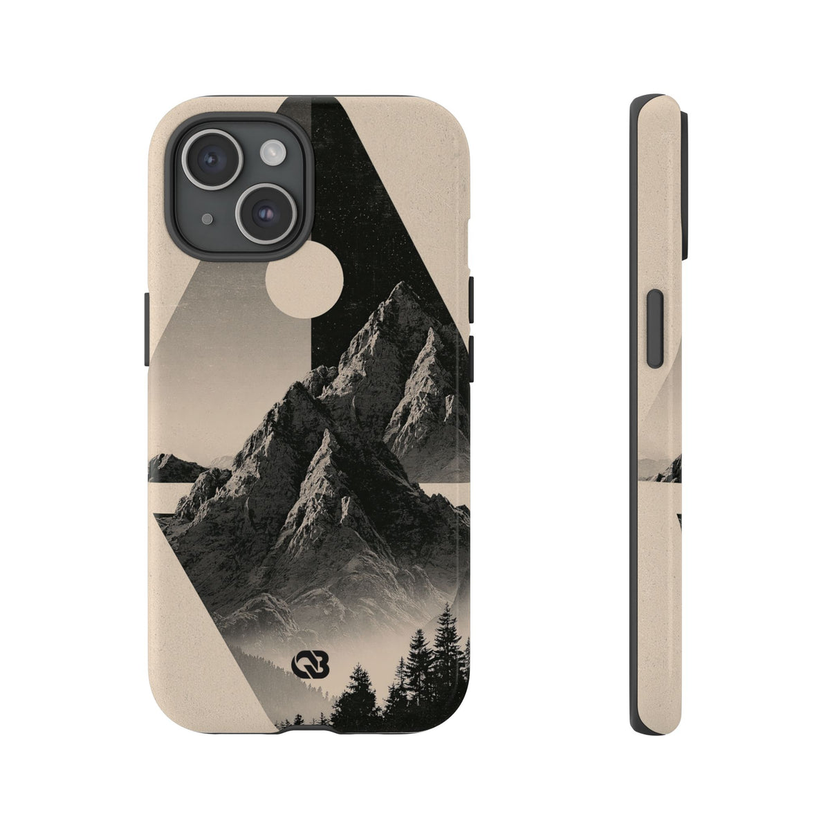 Beige Tough Phone Case for iPhone - Obsidian Summit Parchment