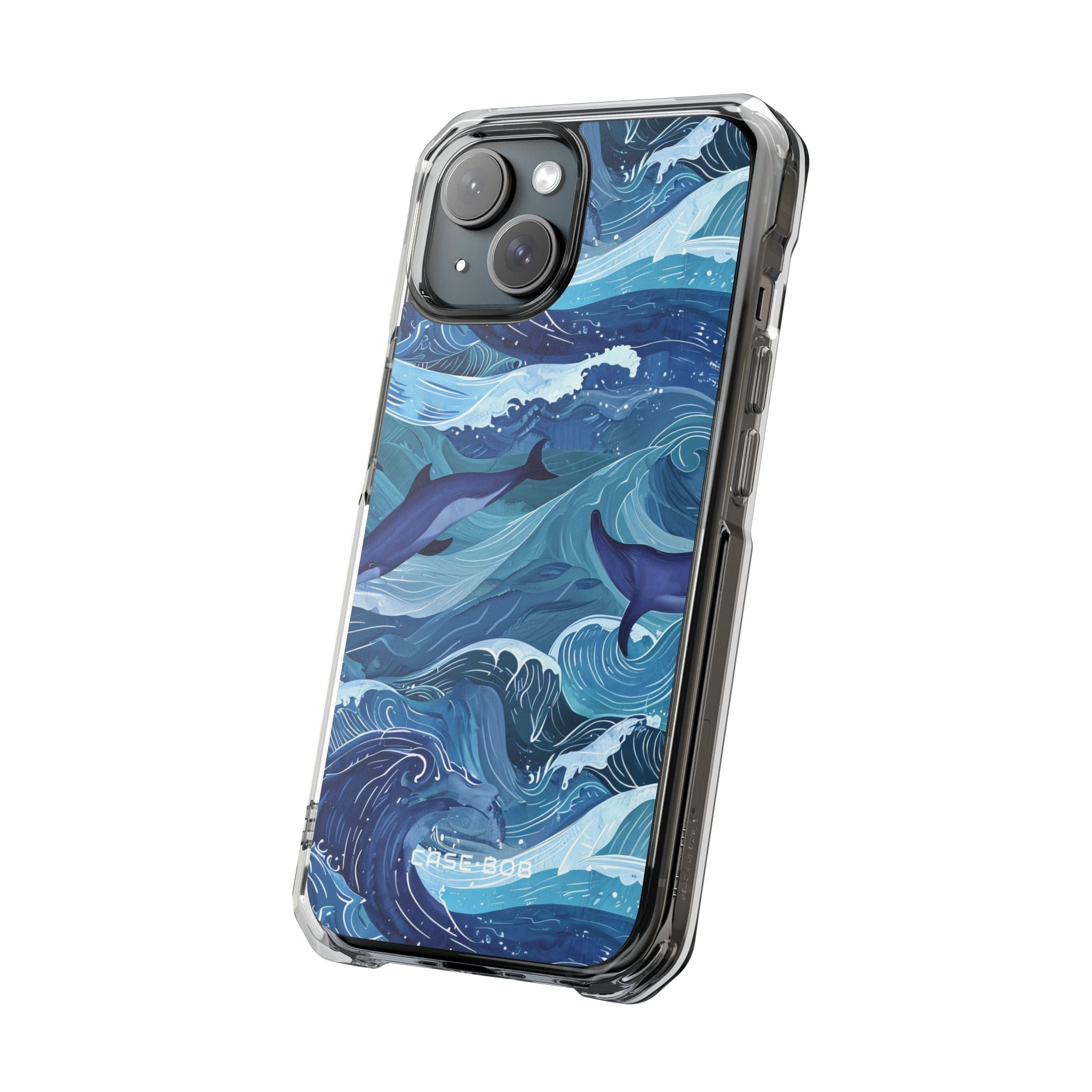 Dolphin Swirl Navy iPhone 15 Case - Impact