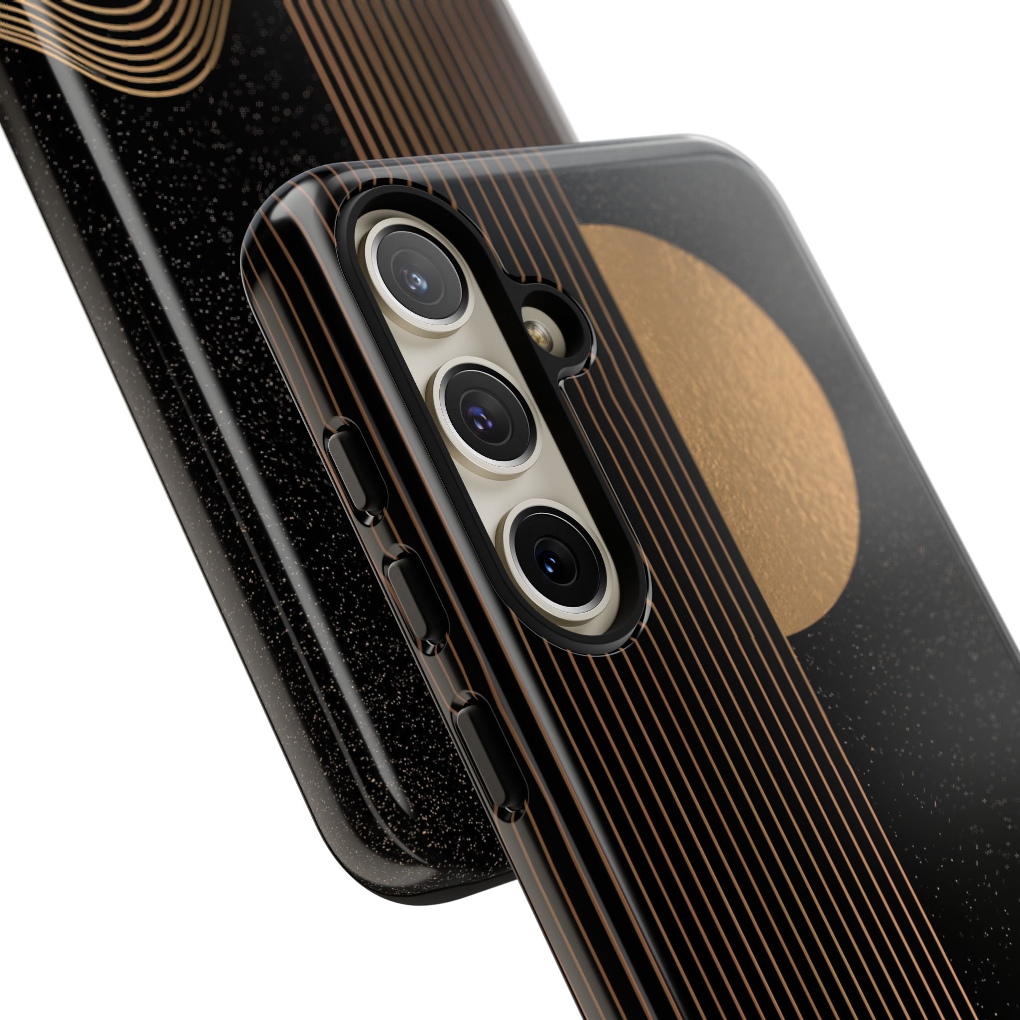Gold Tough Phone Case for Samsung - Gilded Obsidian Dunes