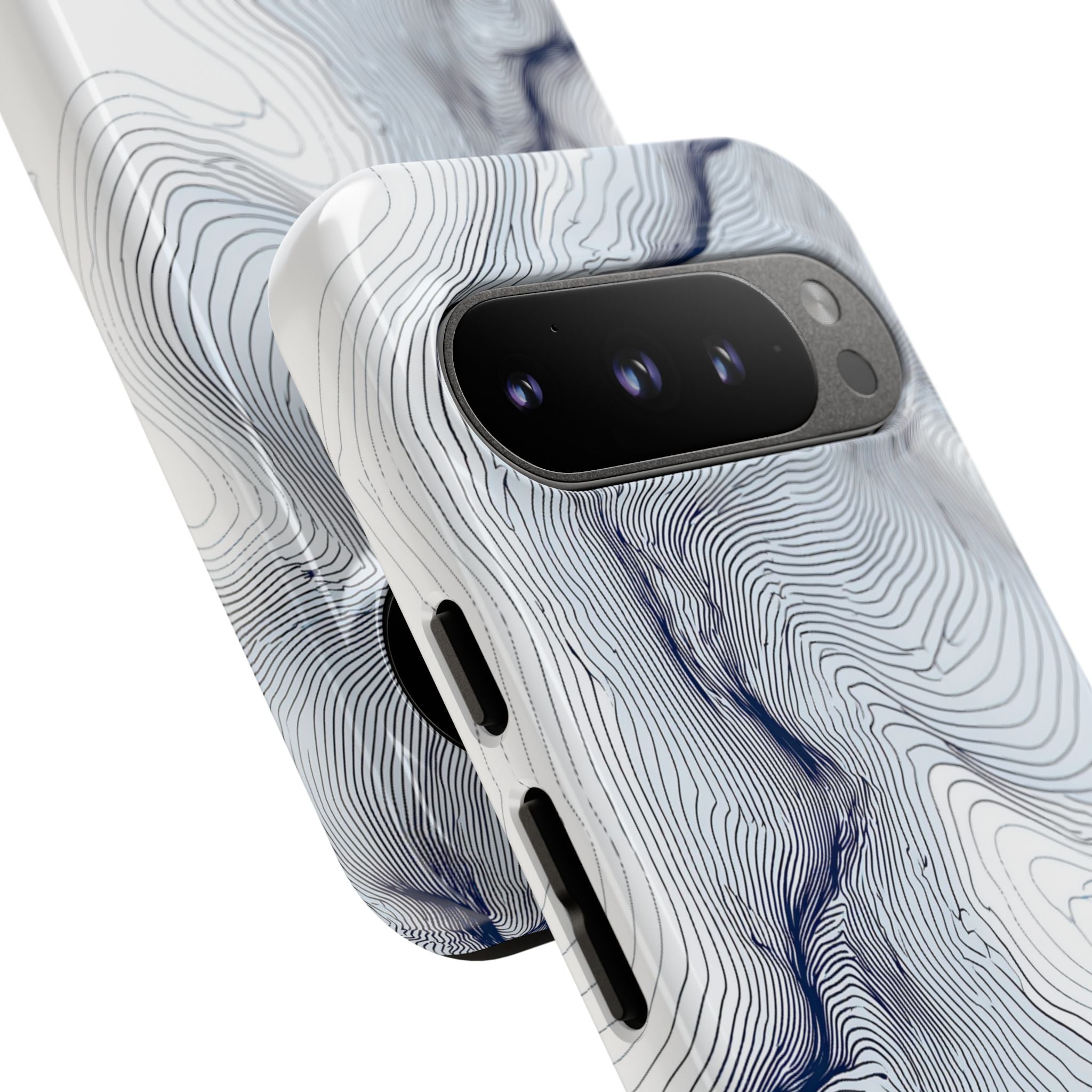White Tough Phone Case for Google Pixel - Nordic Ridge Topo