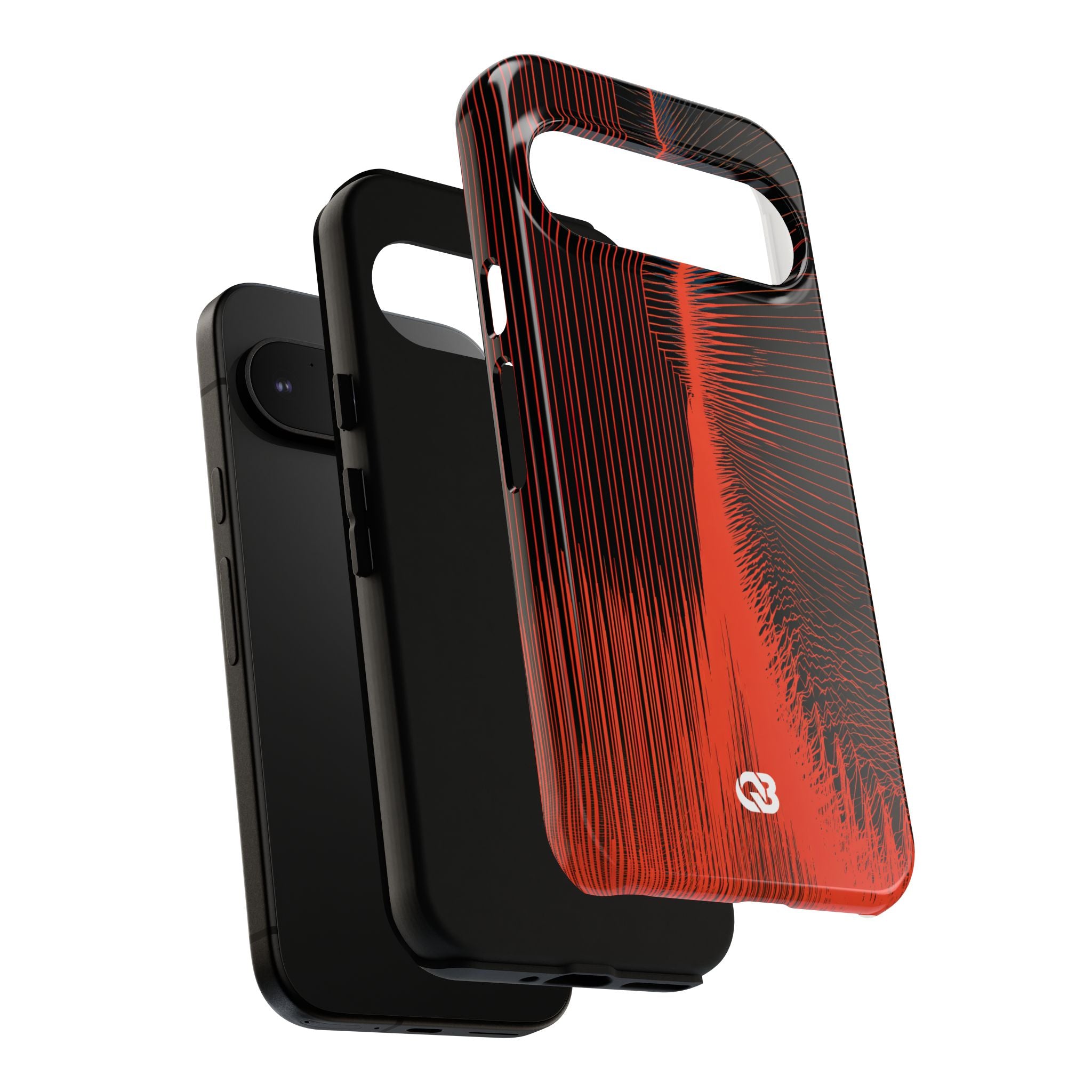 Red Tough Phone Case for Google Pixel - Crimson Frequency Pulse