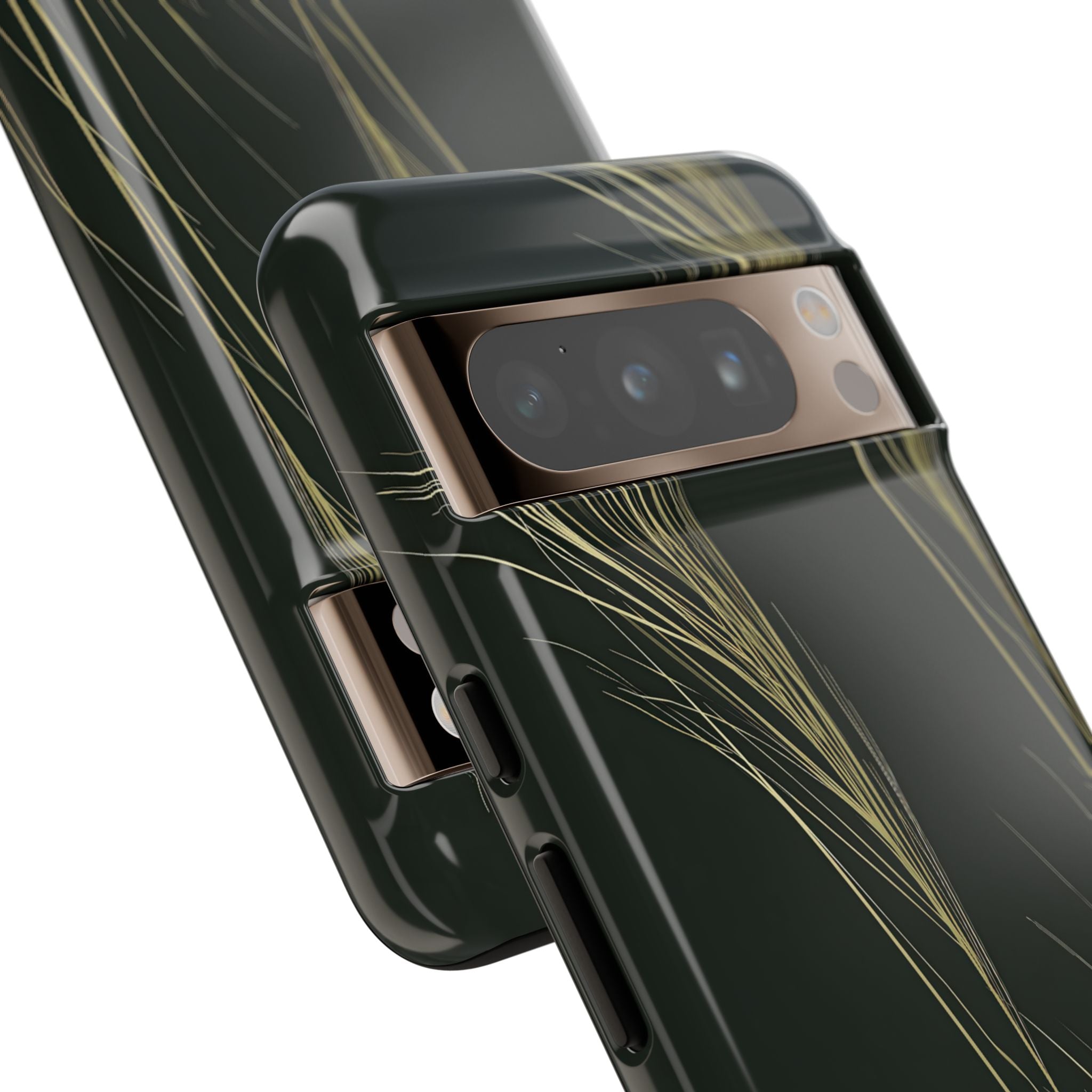 Green Tough Phone Case for Google Pixel - Midnight Gilded Grass