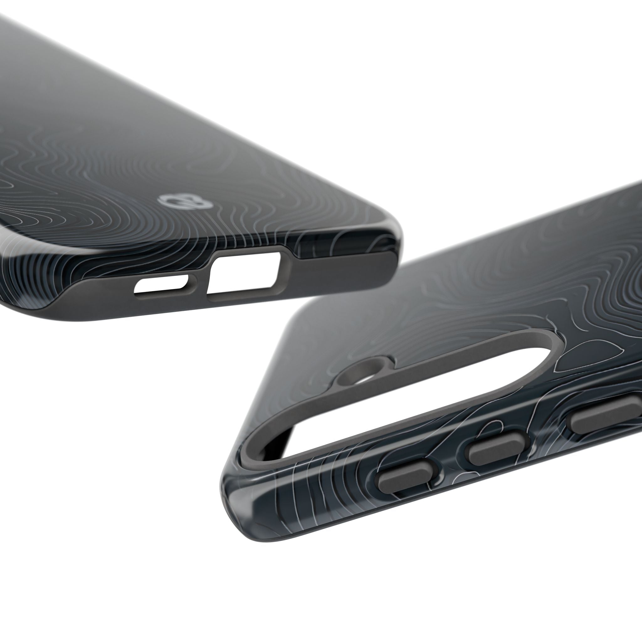 Black Tough Phone Case for Samsung - Obsidian Ridge Topo