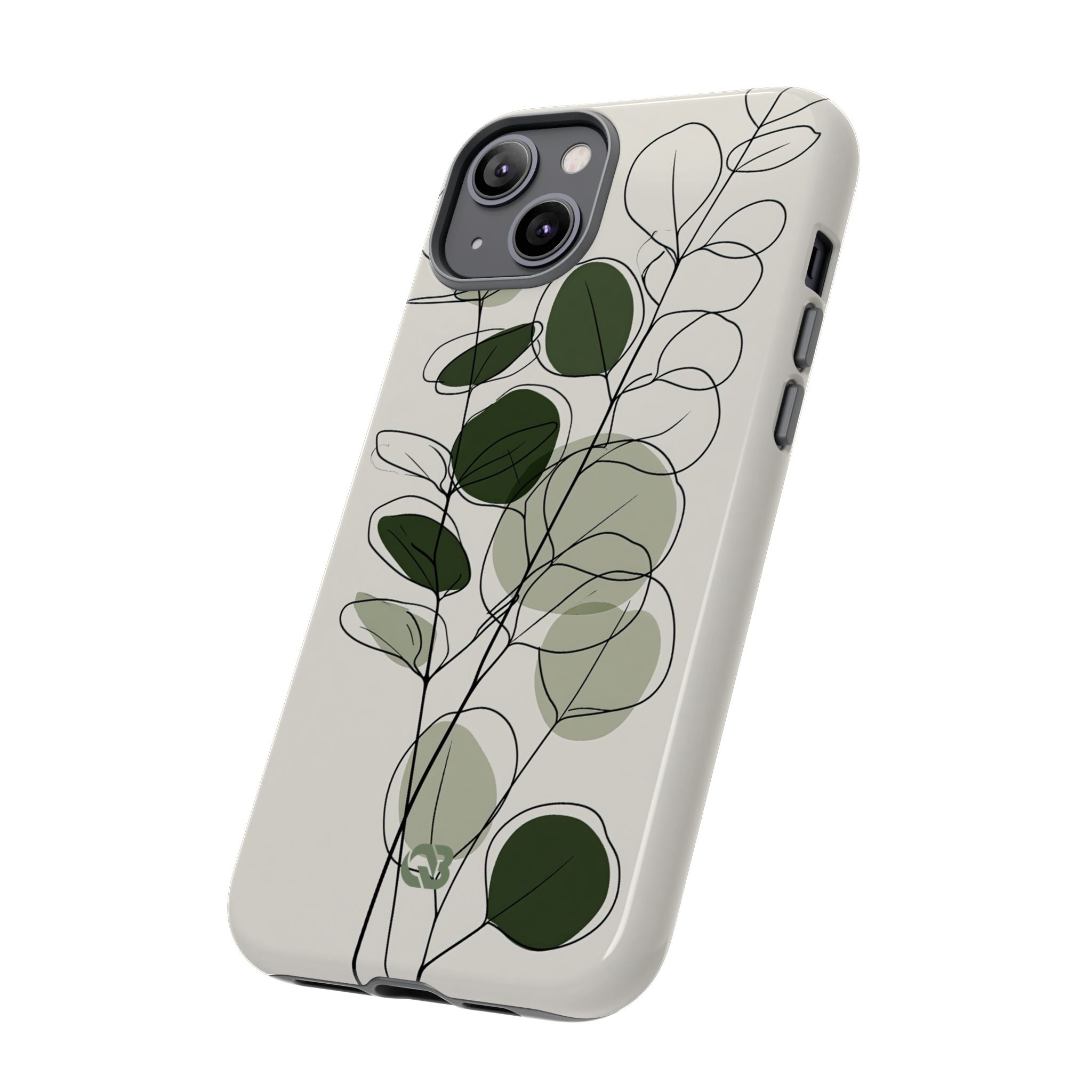Green Tough Phone Case for iPhone - Muted Eucalyptus Sketch