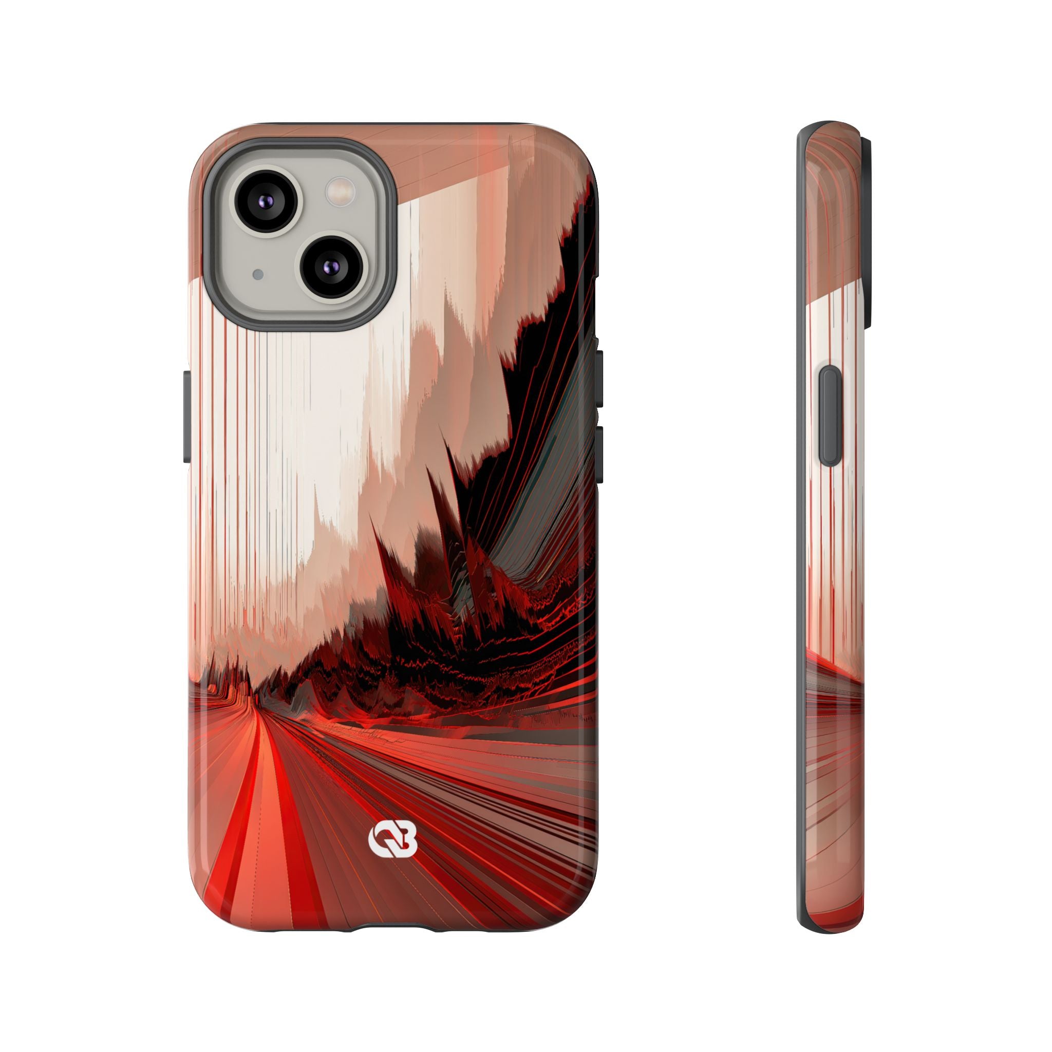 Red Tough Phone Case for iPhone - Crimson Pulse Horizon