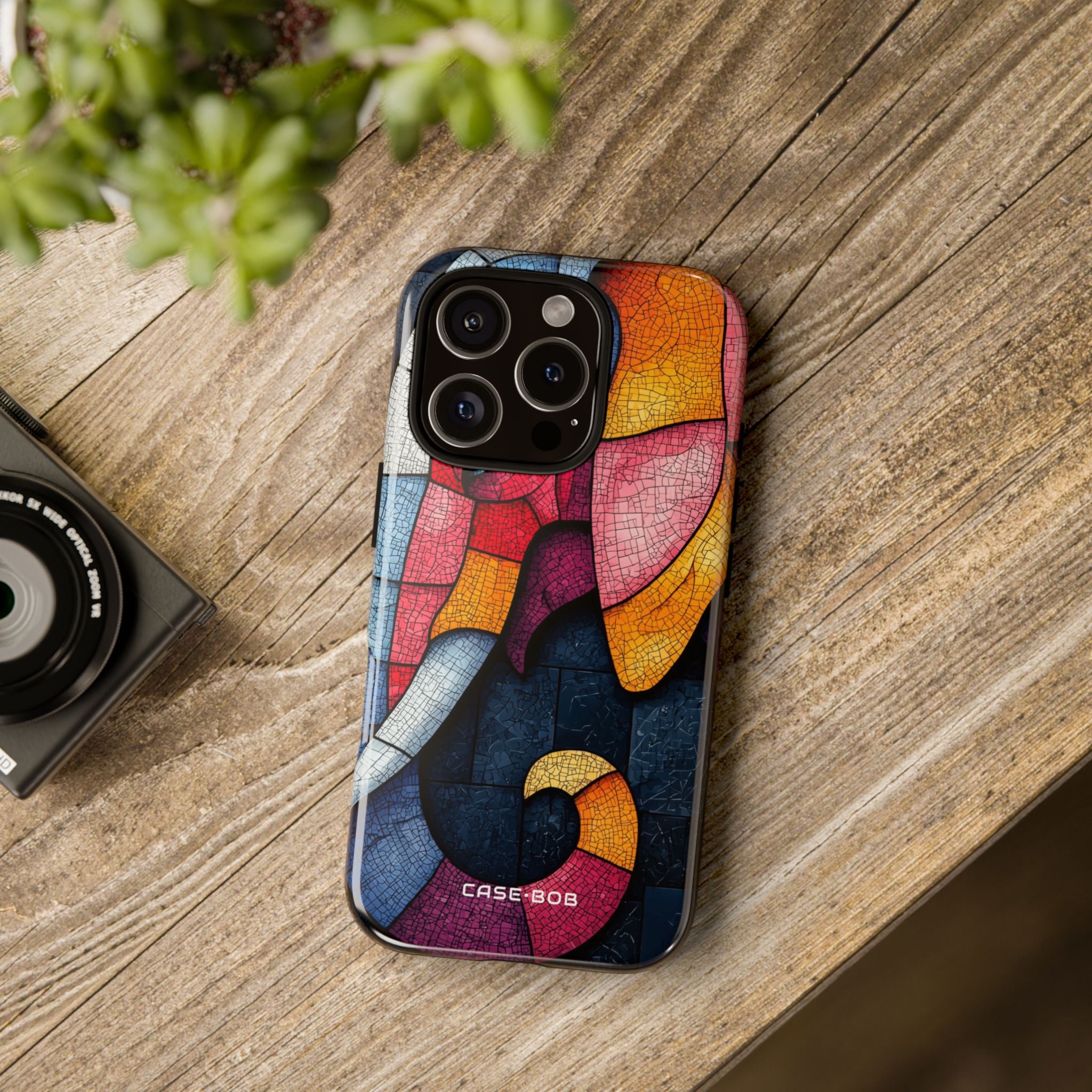 Mosaic Elephant Blue iPhone 16 Pro Case - Tough