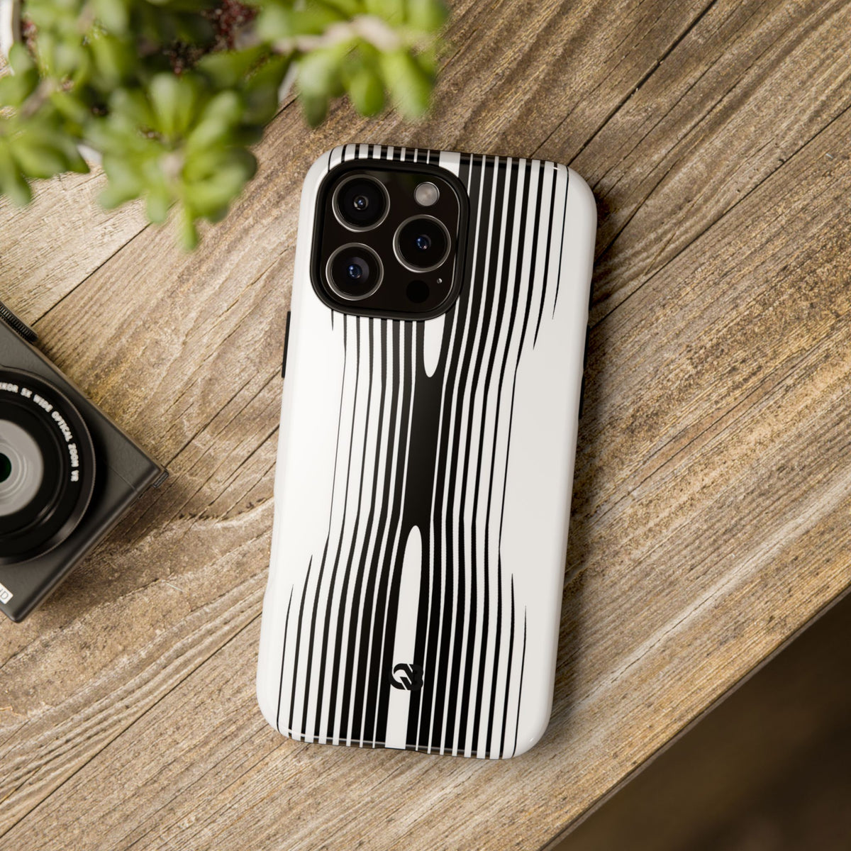 White Tough Phone Case for iPhone - Kinetic Mono Distortion